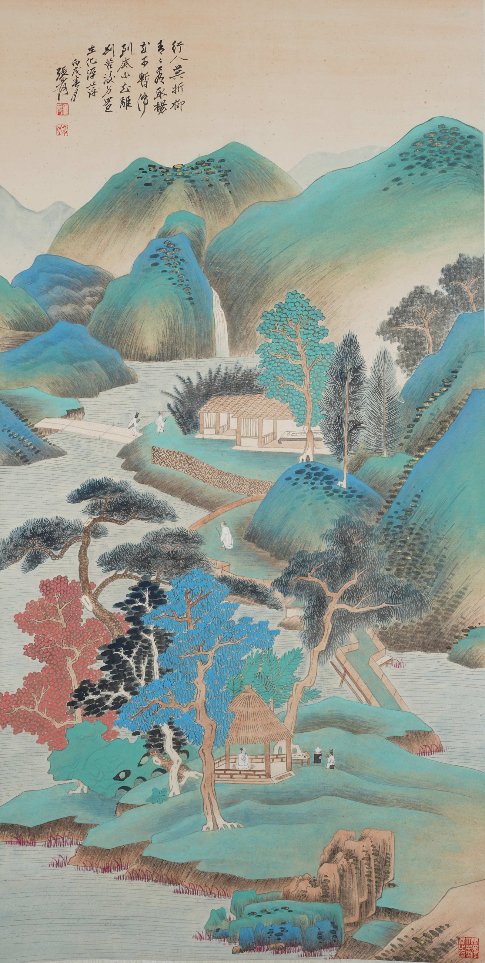 A LANDSCAPE AND FIGURE PAINTING ON PAPER BY ZHANG DAQIAN.張大千 (1 of 9)