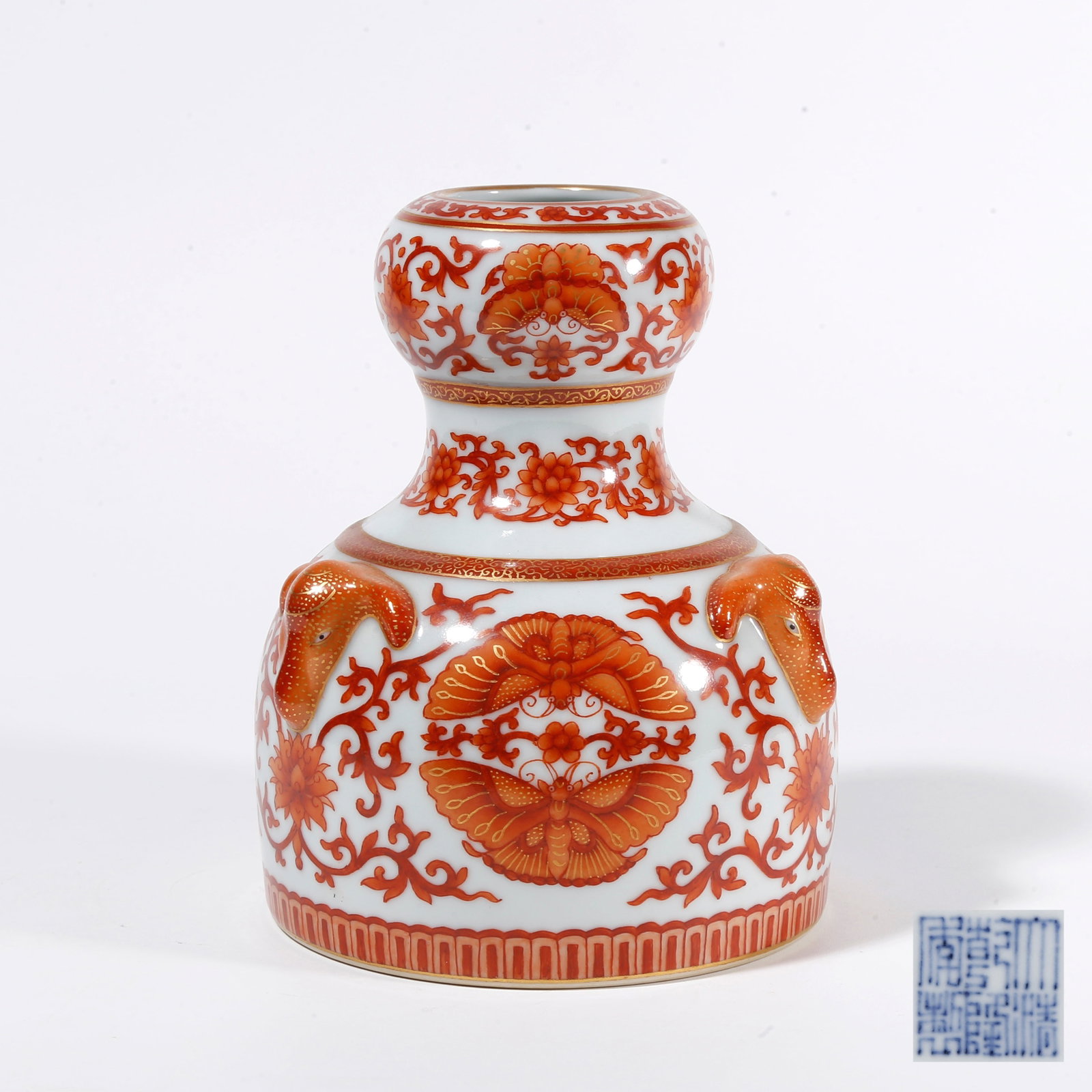 A IRON-RED APPRECIATION VASE WITH THREE RAMS AUSPICIOUS PATTERN (1 of 9)