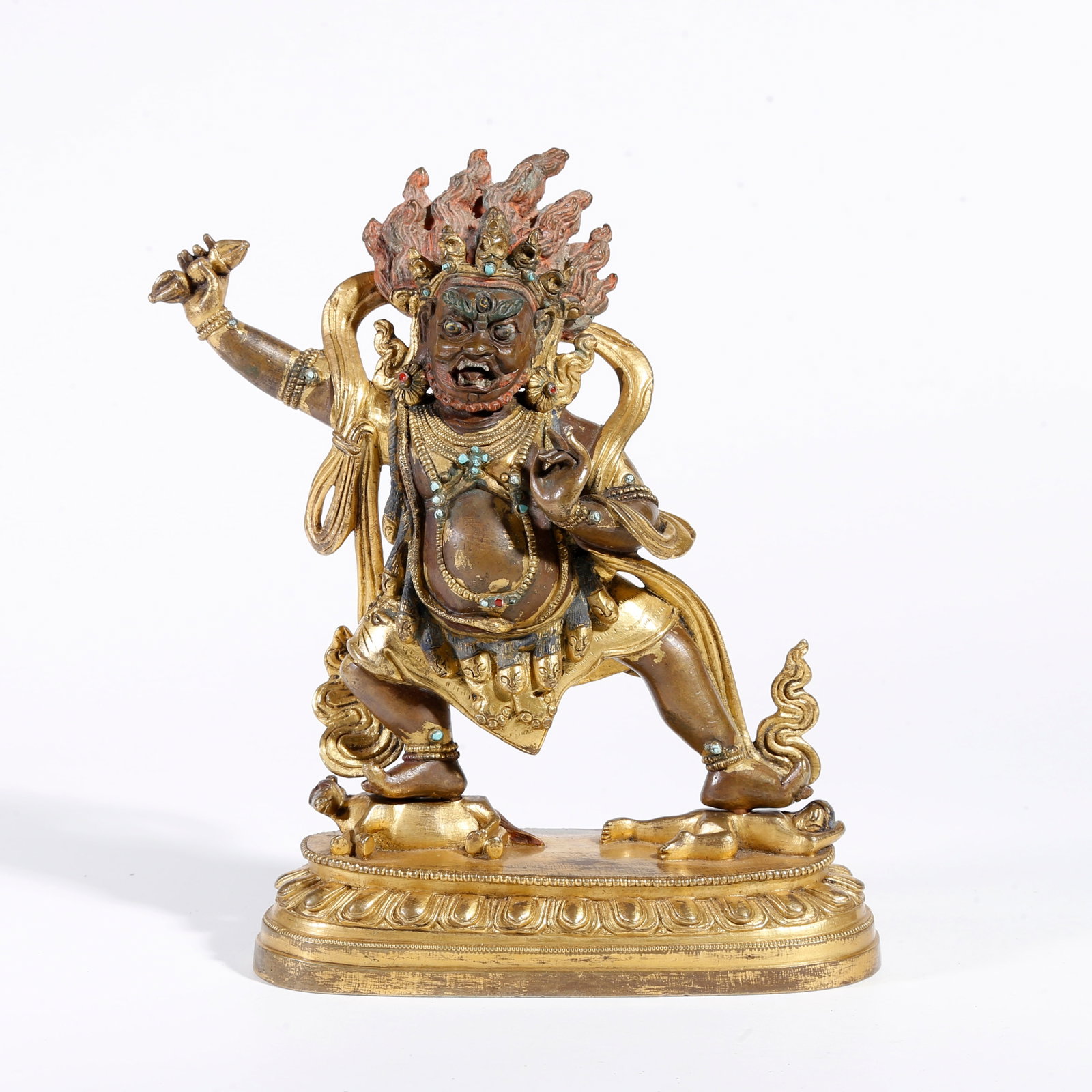 A GILT BRONZE STATUE OF VAJRAPANI: Gilt Bronze Statue of Vajrapani