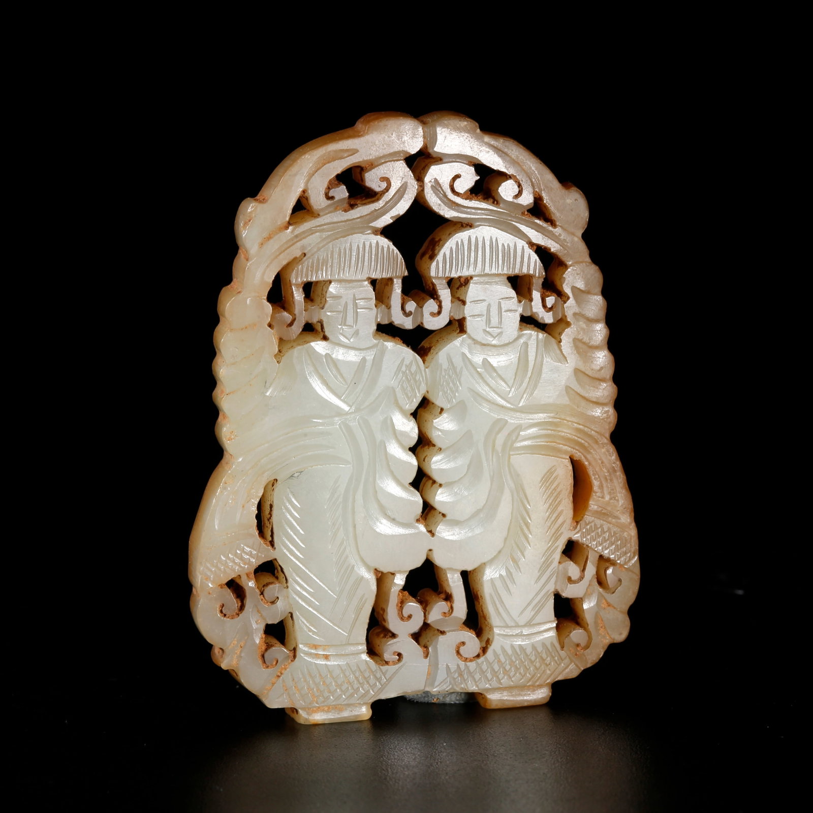 A HETIAN JADE CARVED PLAQUE WITH FIGURAL DECORATION (1 of 10)