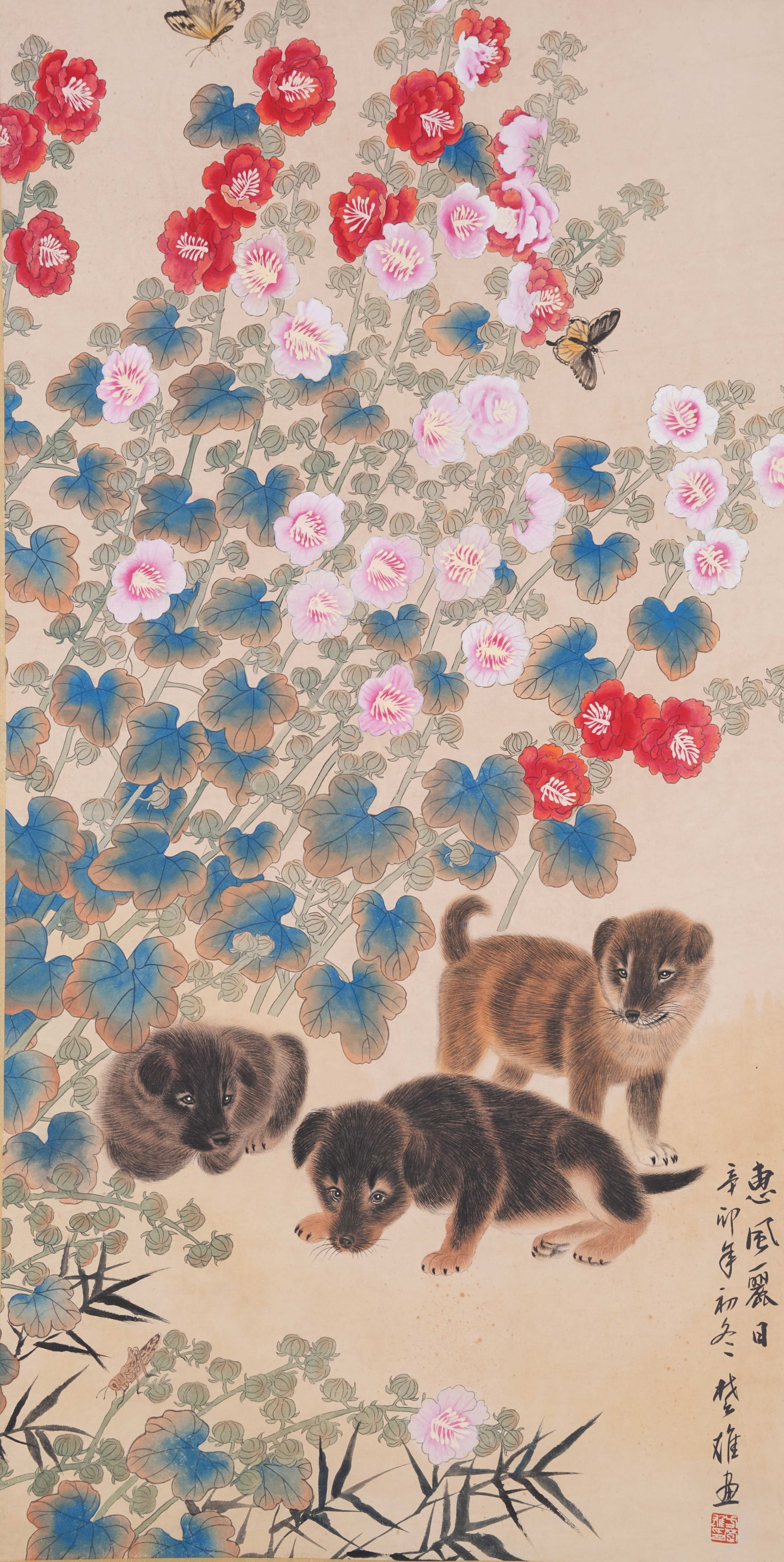 A FLOWER AND BUTTERFLY PAINTING ON PAPER BY FANG CHUXIONG.方楚雄 (1 of 11)