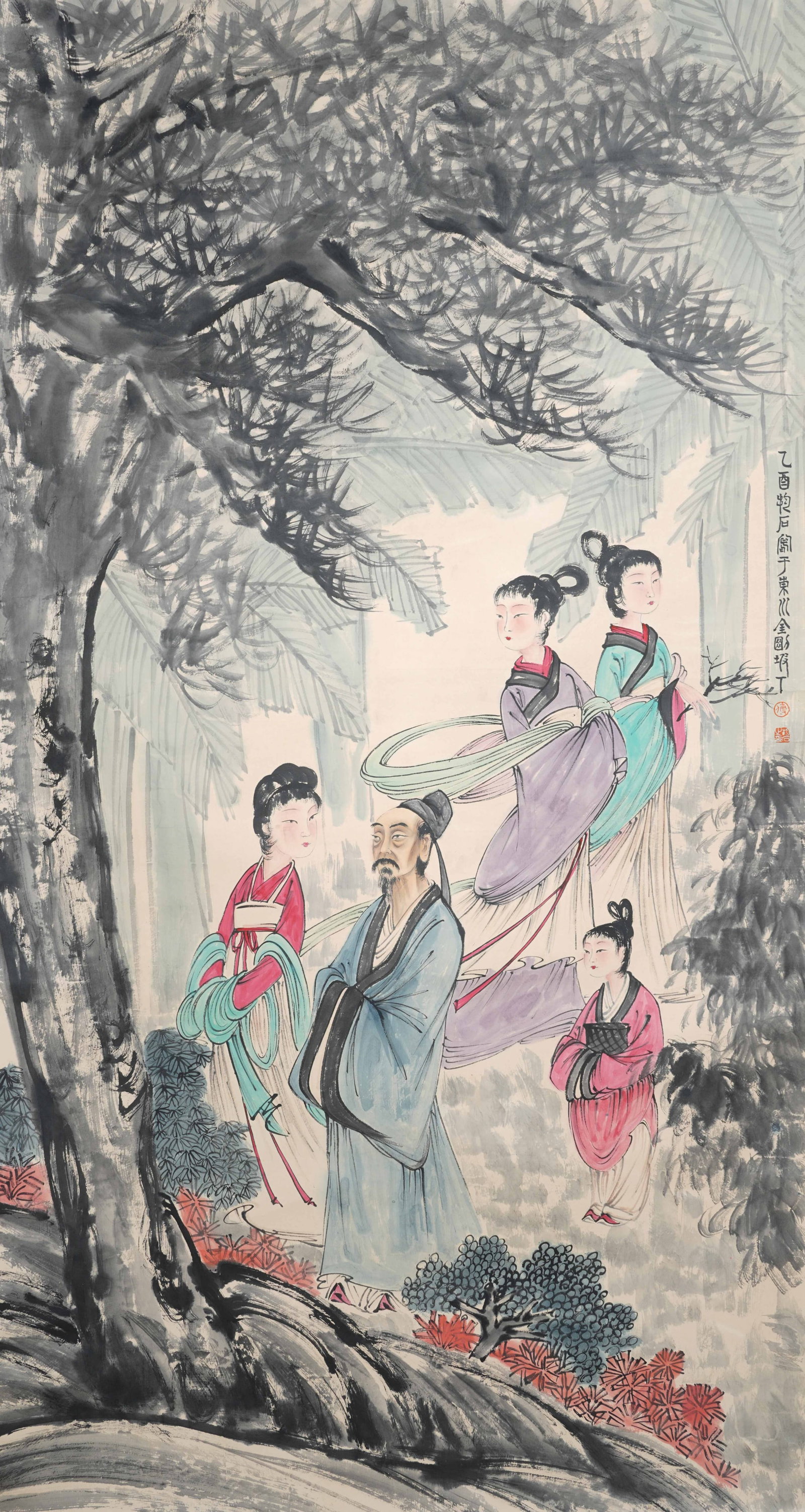 A FIGURE PAINTING ON PAPER BY FU BAOSHI.傅抱石 (1 of 6)