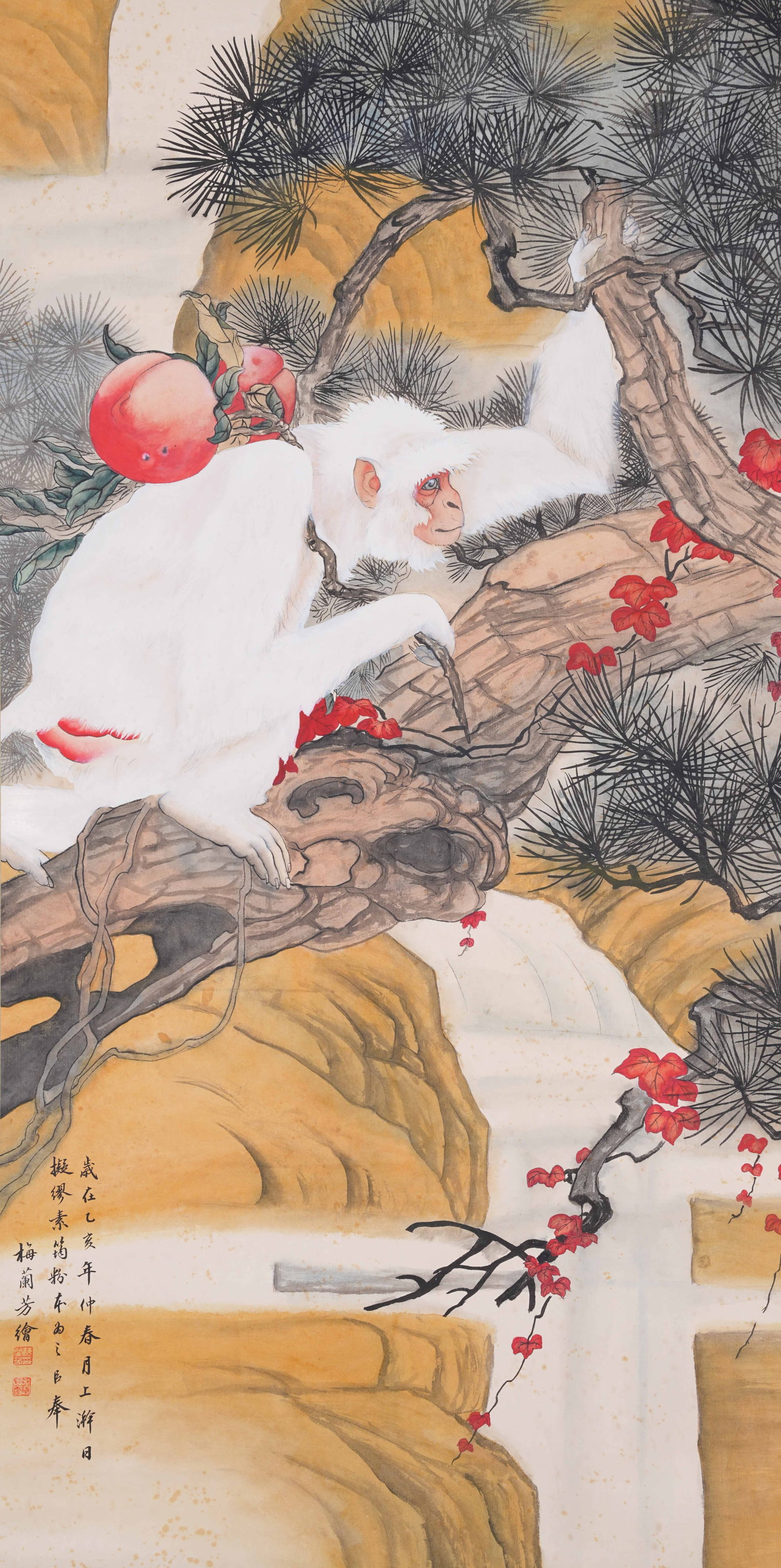 A WHITE APE PAINTING ON PAPER BY MEI LANFANG.梅蘭芳 (1 of 9)