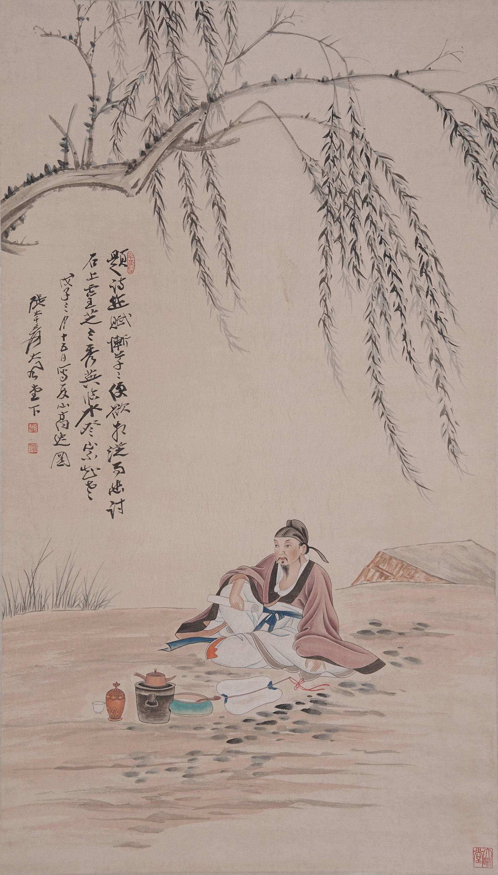 A SCHOLAR PAINTING ON PAPER BY ZHANG DAQIAN.張大千 (1 of 9)