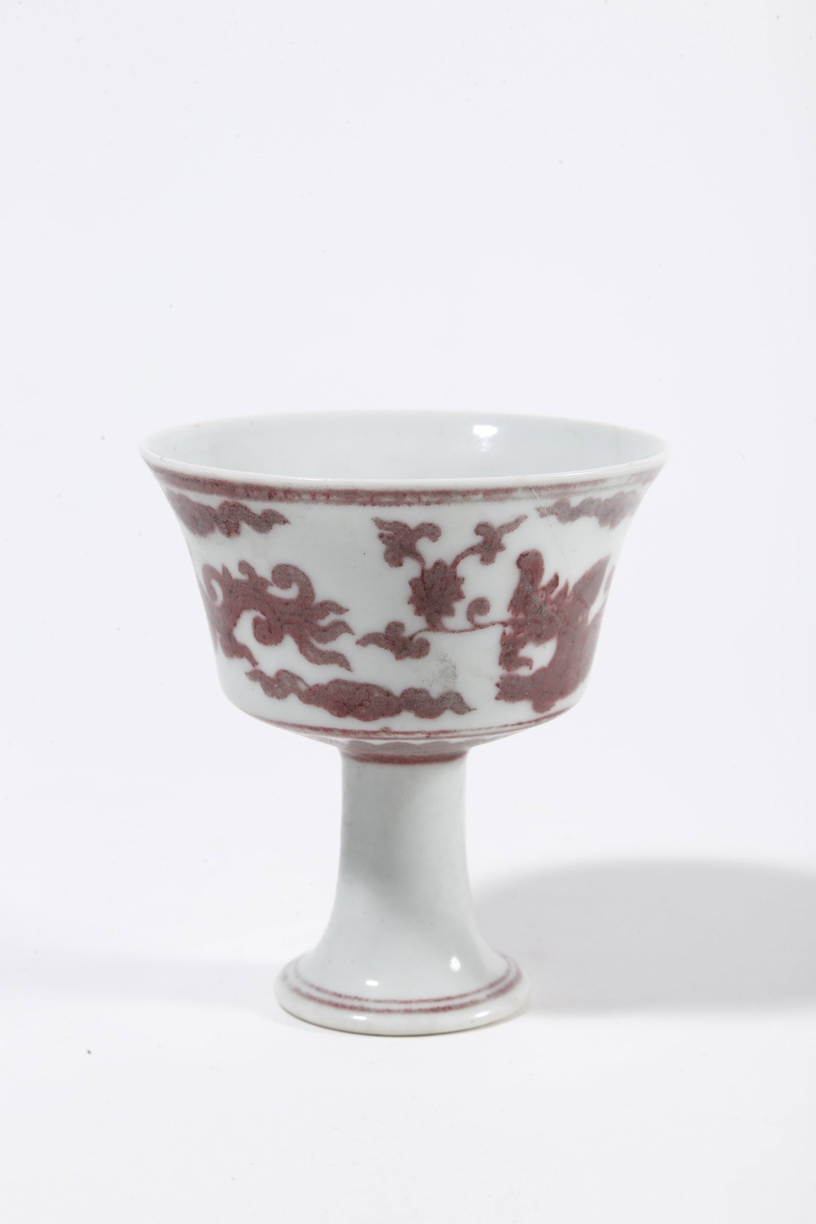 A IRON-RED STEMMED CUP WITH DRAGON PATTERN - 2