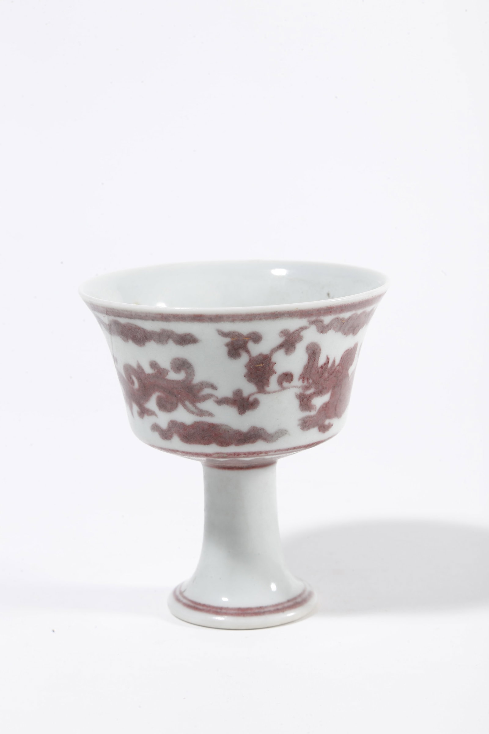 A IRON-RED STEMMED CUP WITH DRAGON PATTERN - 4