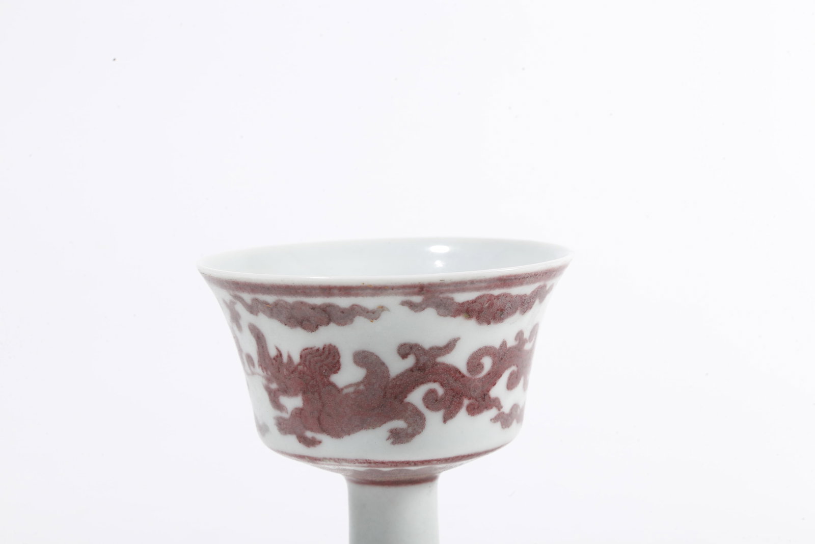 A IRON-RED STEMMED CUP WITH DRAGON PATTERN - 5