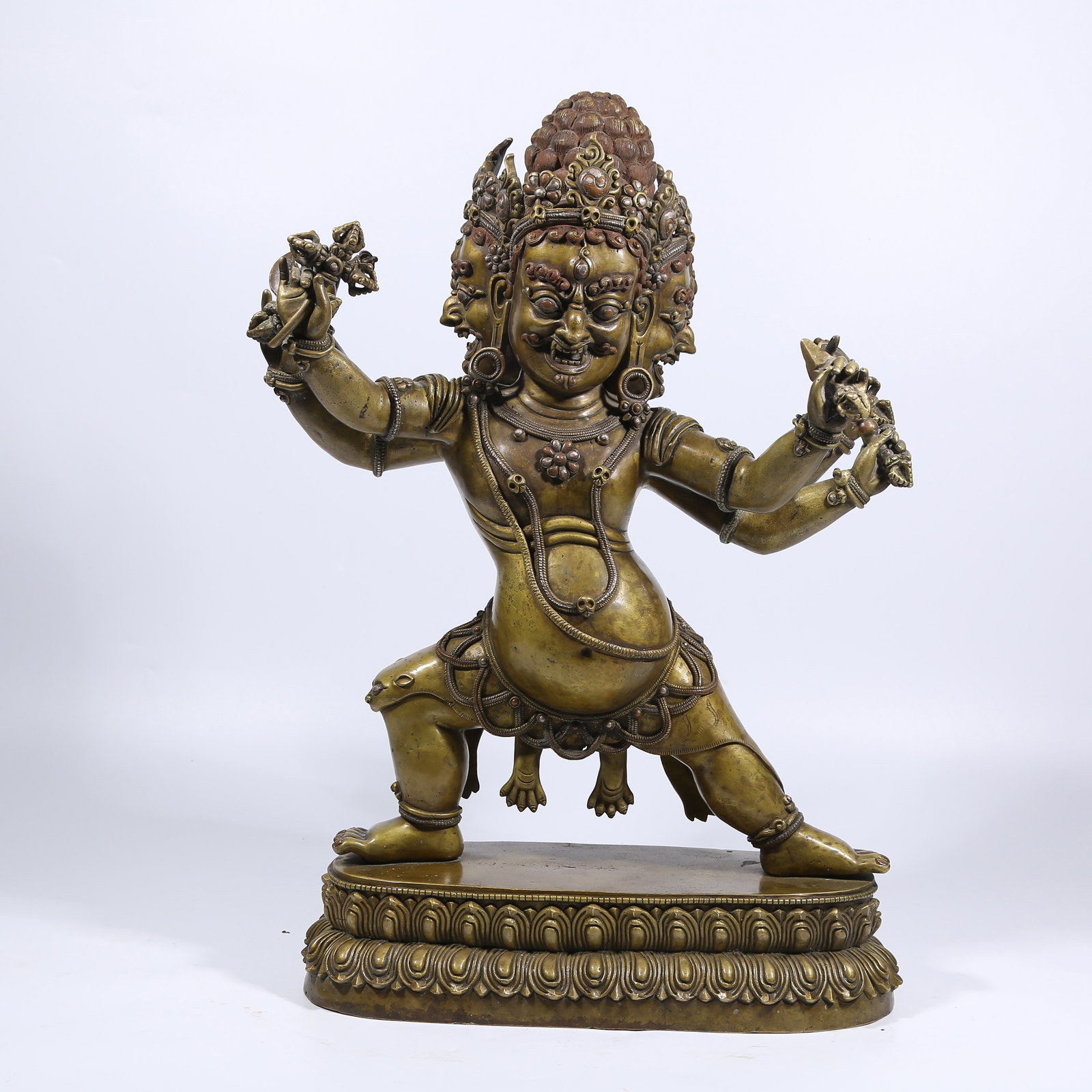 A ALLOY BRONZE DHARMA PROTECTOR STATUE (1 of 9)