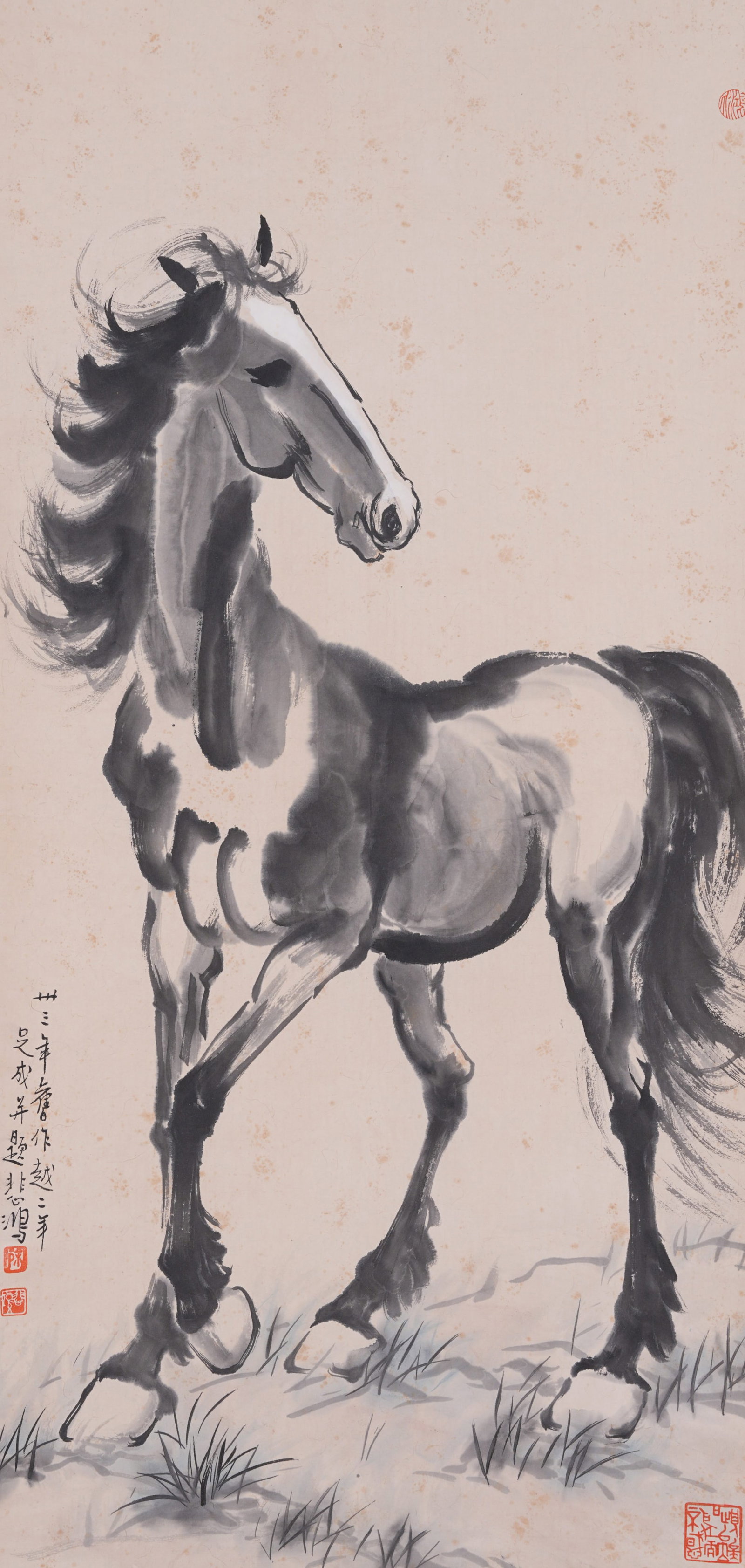 A STEED PAINTING ON PAPER BY XU BEIHONG.徐悲鴻 (1 of 8)
