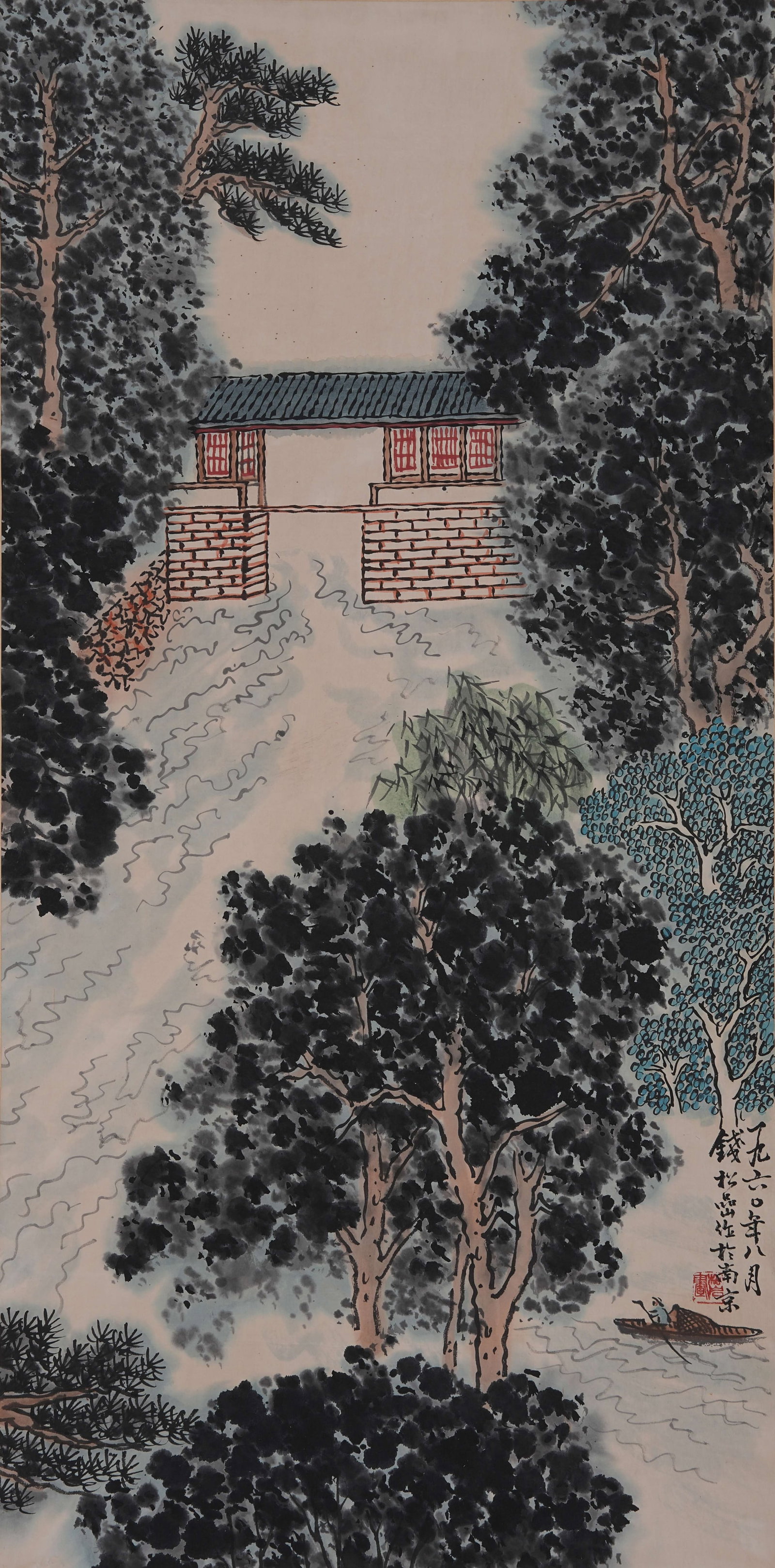 A LANDSCAPE PAINTING ON PAPER BY QIAN SONGYAN.錢松岩 (1 of 9)