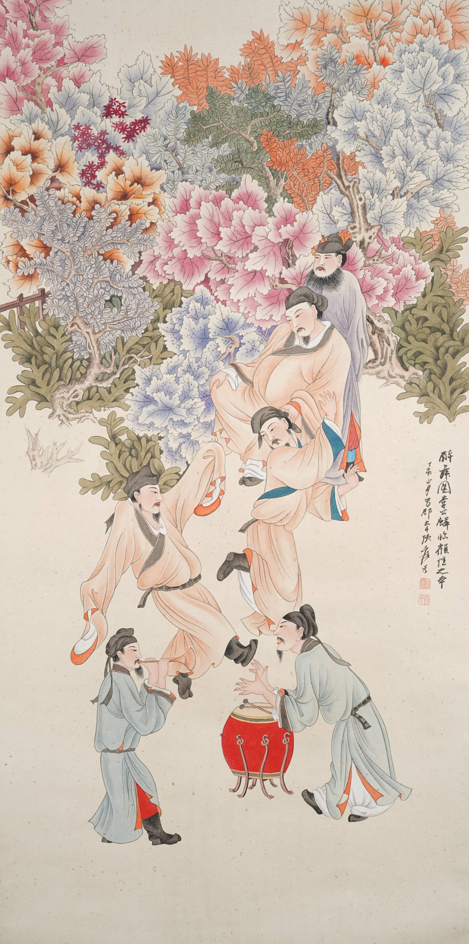 A DRUNKEN DANCE PAINTING ON PAPER BY ZHANG DAQIAN.張大千: Drunken Dance Painting on Paper by Zhang Daqian.張大千