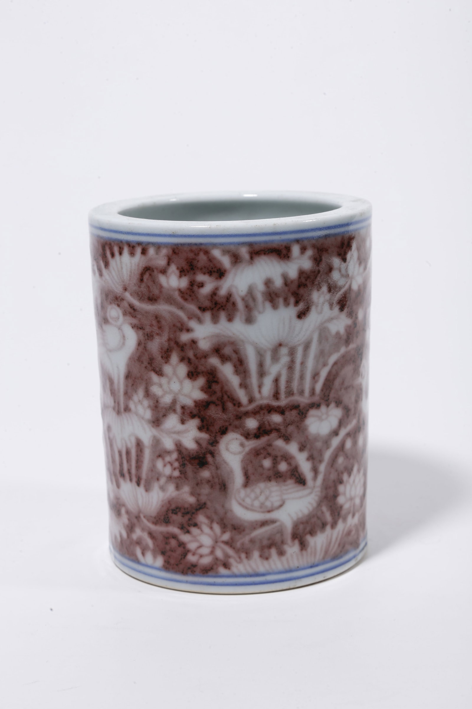 A IRON-RED BRUSH POT WITH DUCK PATTERN - 3