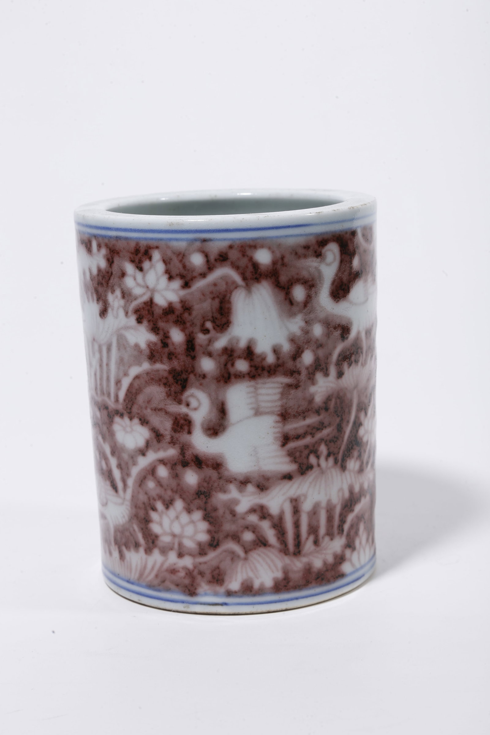 A IRON-RED BRUSH POT WITH DUCK PATTERN - 4