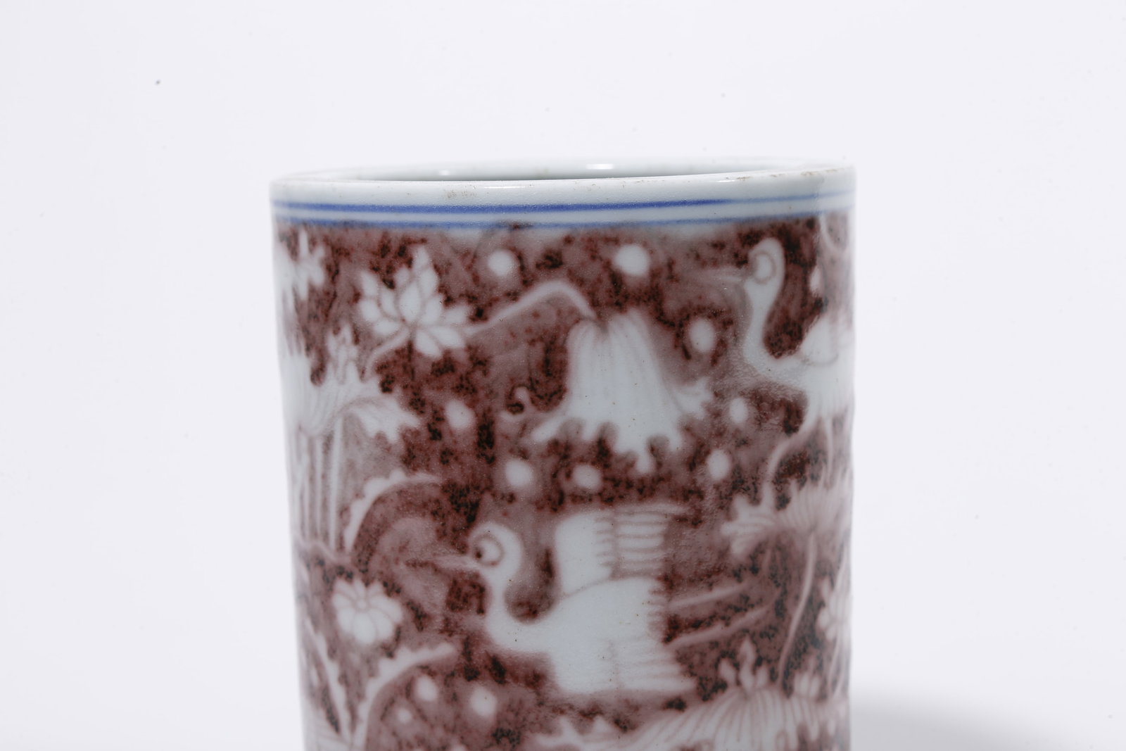 A IRON-RED BRUSH POT WITH DUCK PATTERN - 5