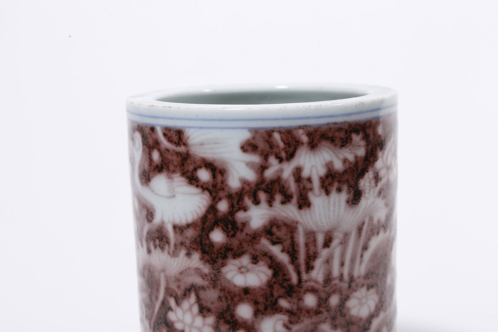 A IRON-RED BRUSH POT WITH DUCK PATTERN - 7