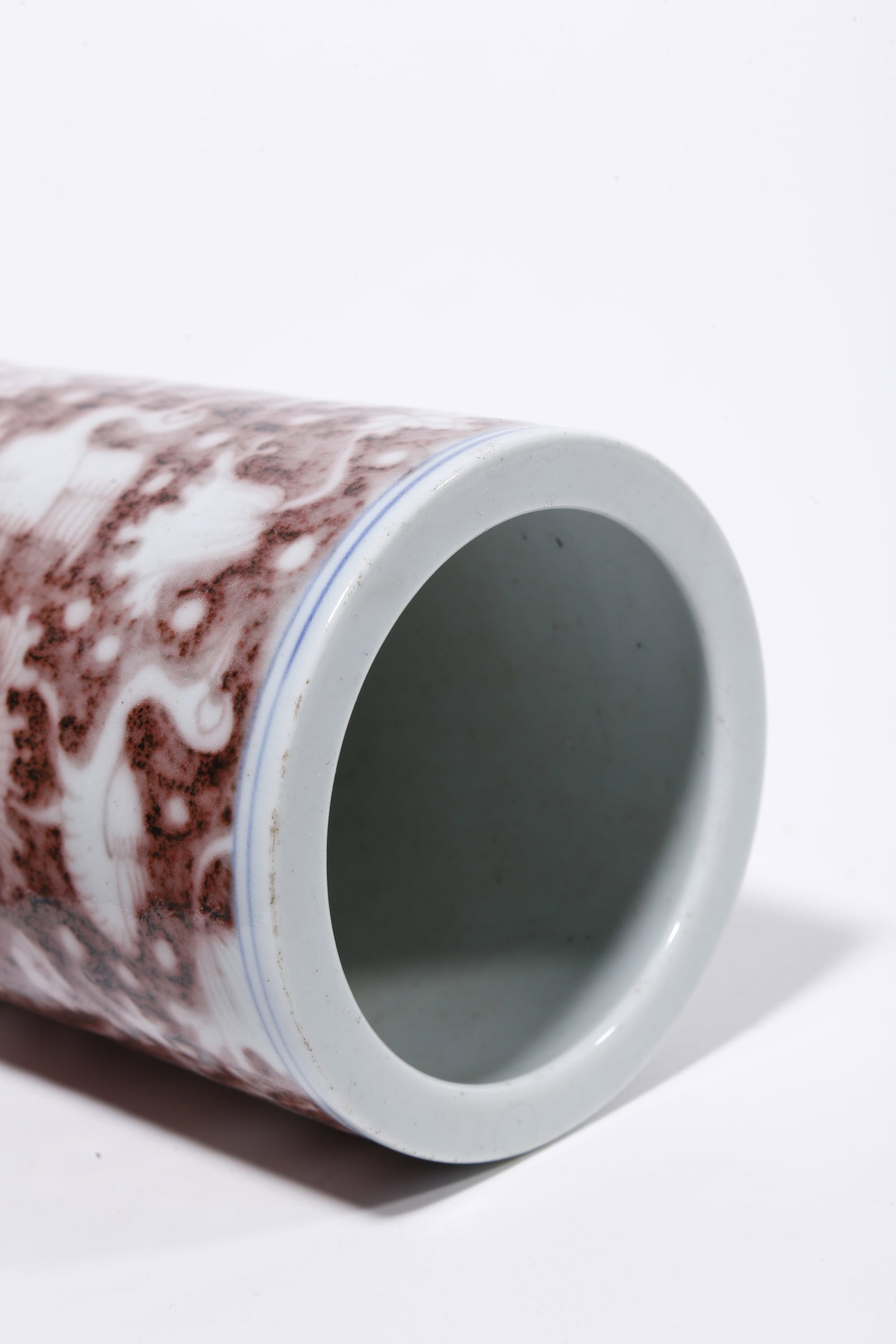 A IRON-RED BRUSH POT WITH DUCK PATTERN - 8