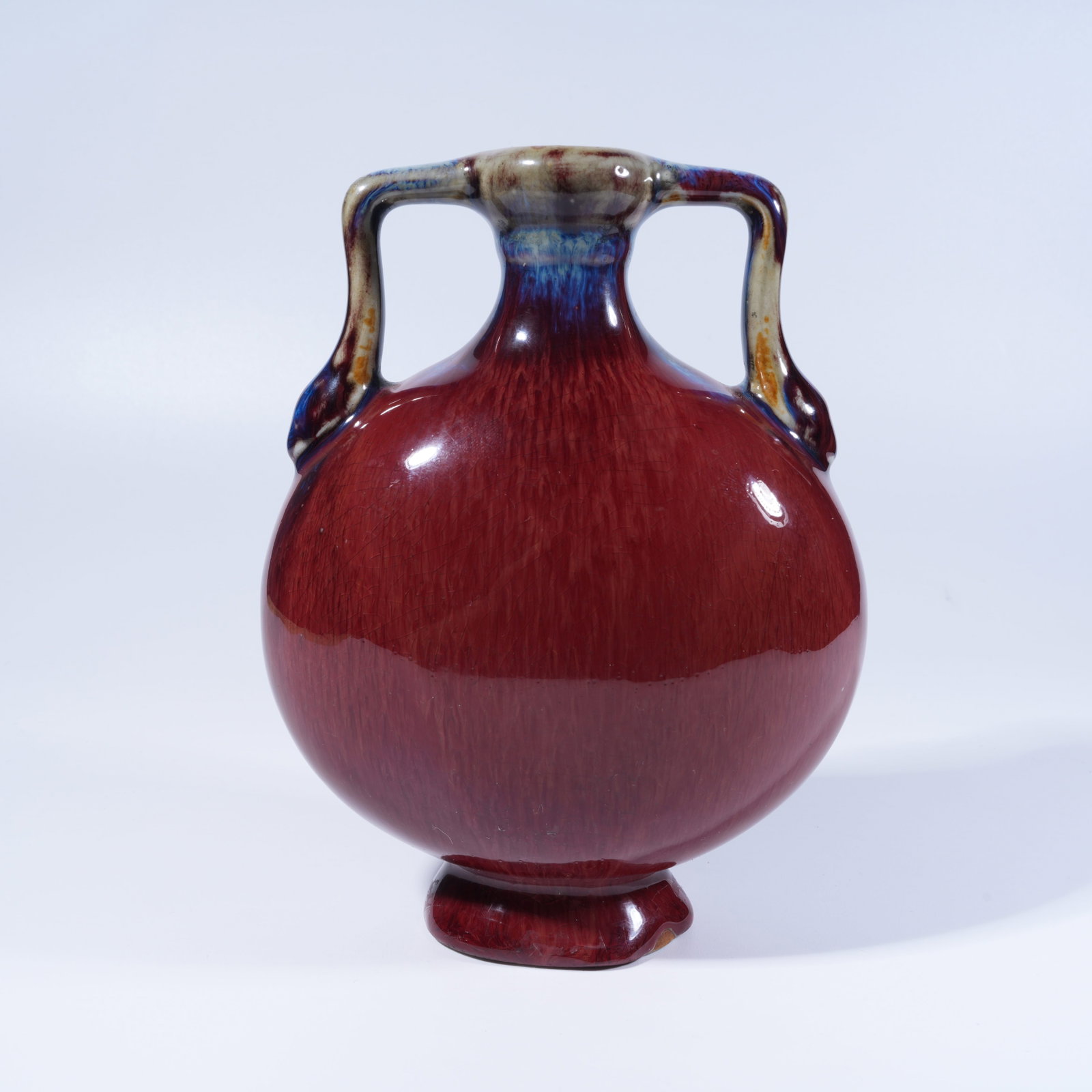 A FLAMBE GLAZE RIBBON-EAR MOON FLASK (1 of 10)