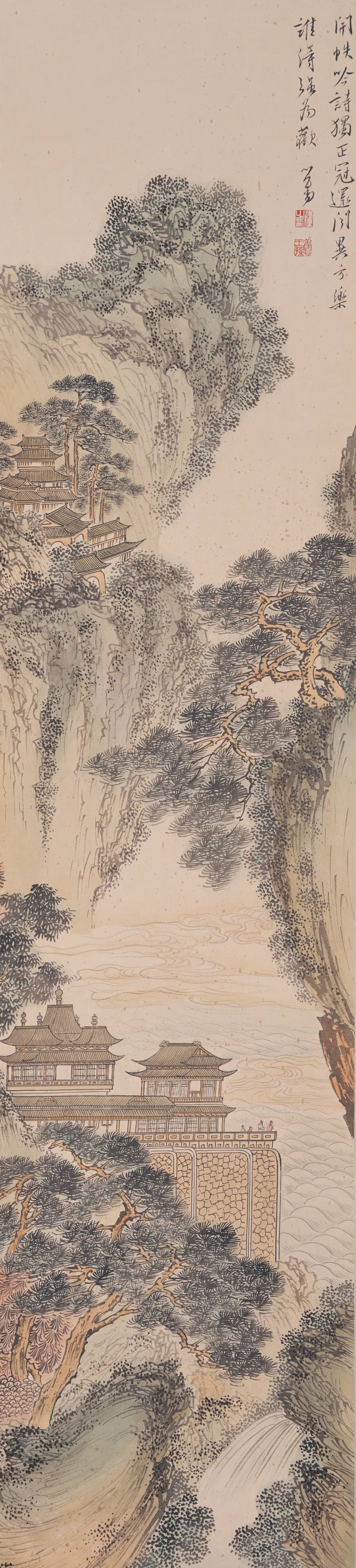 A LANDSCAPE AND PAVILION PAINTING ON PAPER BY PU RU.溥儒 (1 of 10)