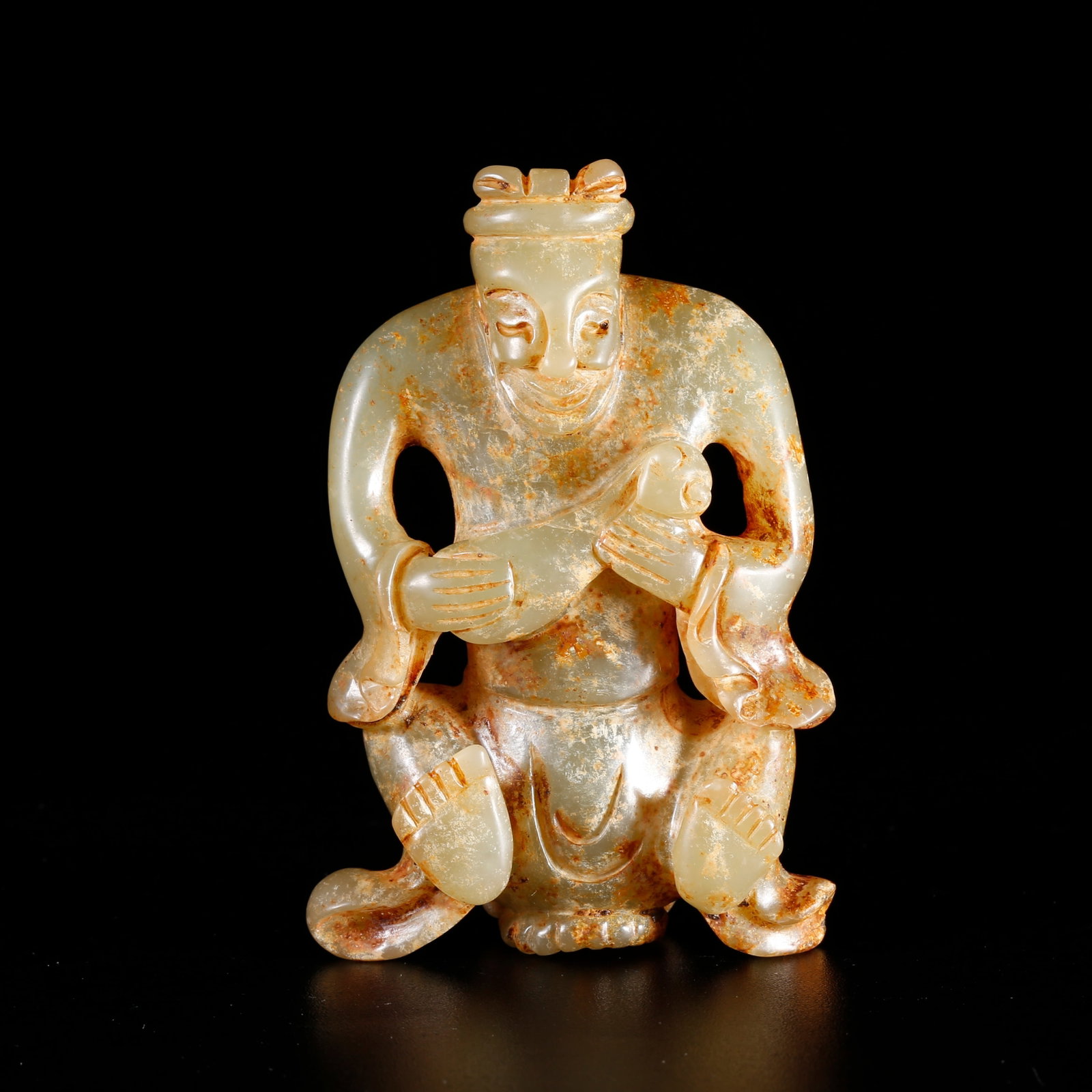 A HETIAN JADE CARVED HUMAN-FIGURE ORNAMENT (1 of 9)