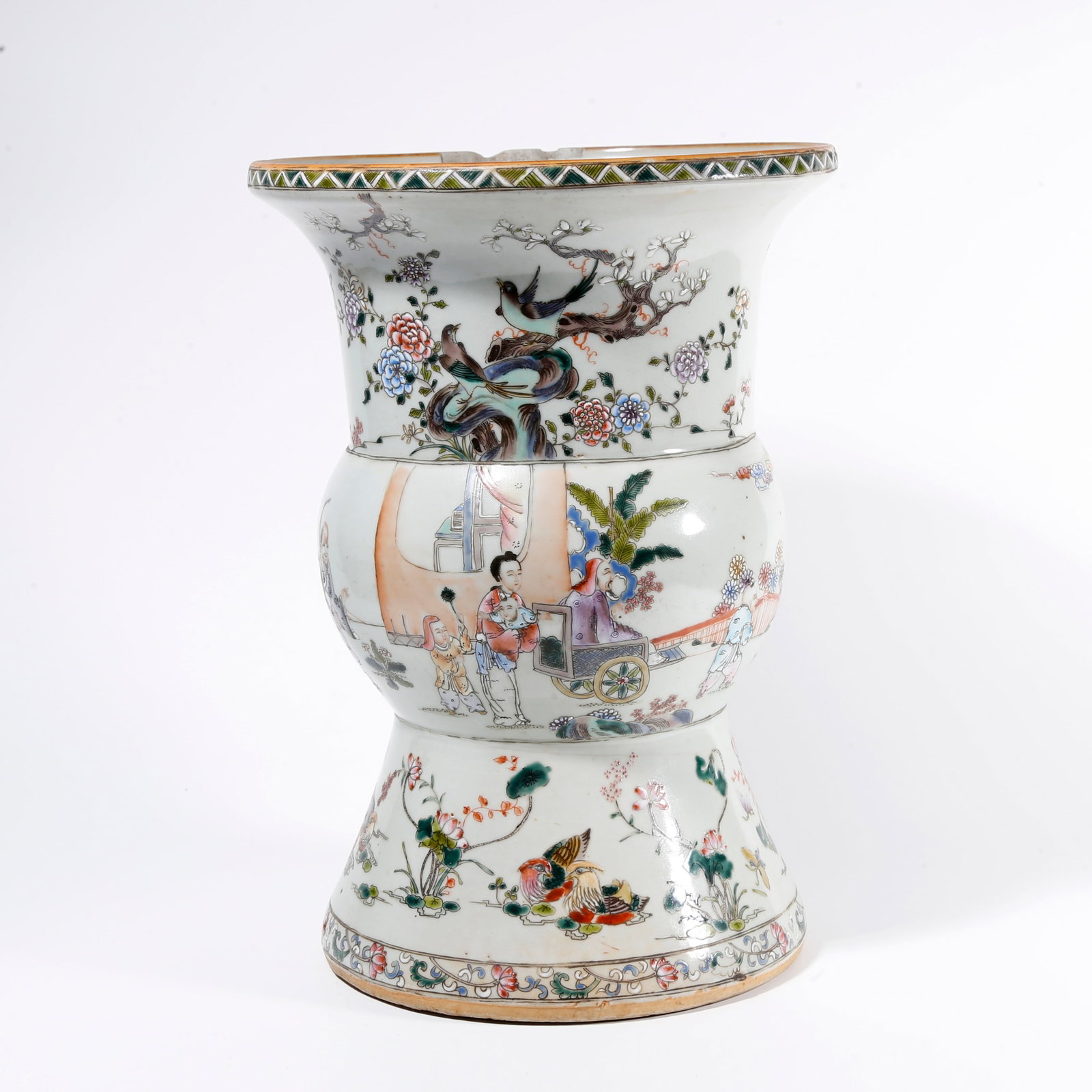 A FAMILLE ROSE GU-SHAPED VASE WITH FIGURE PATTERN (1 of 10)