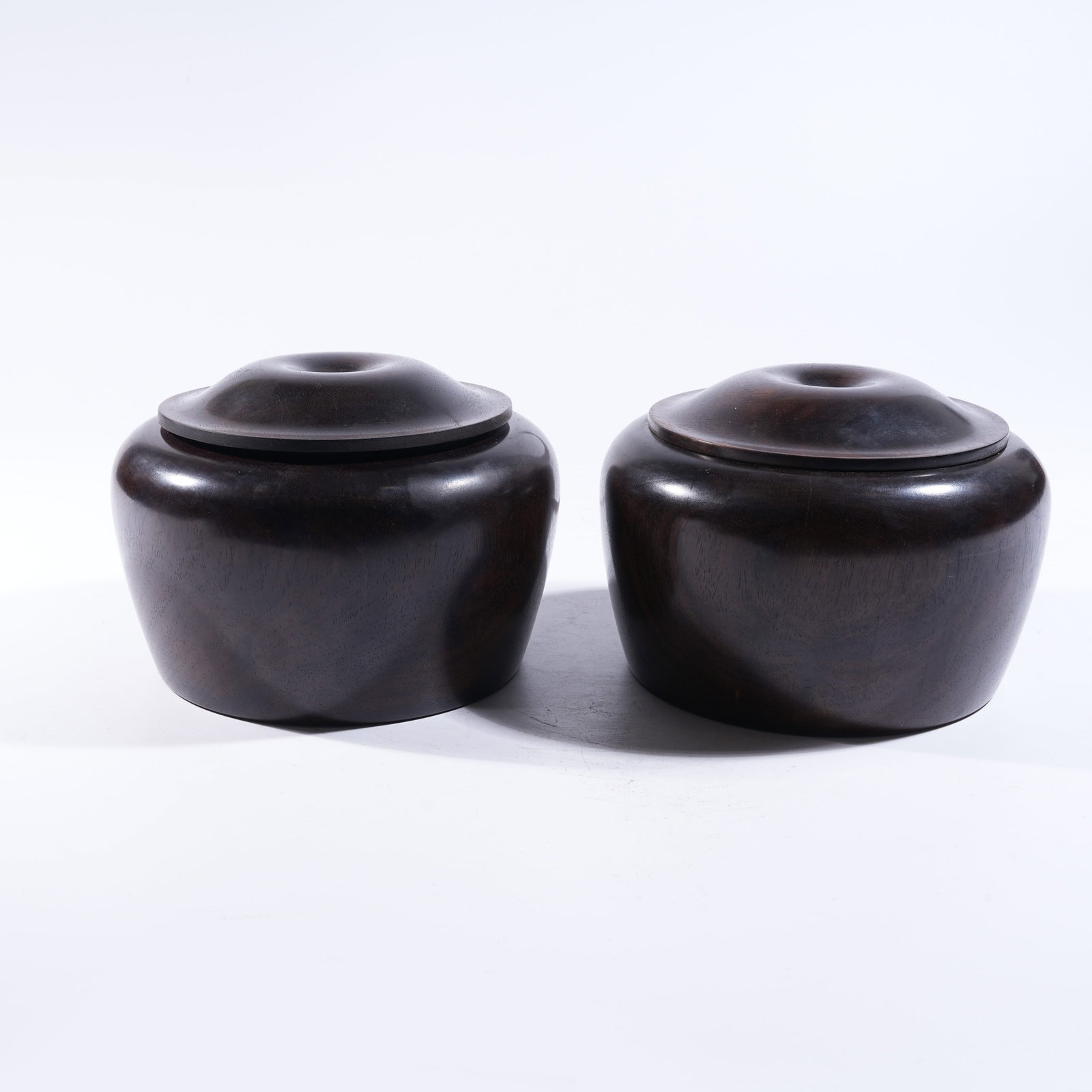 A SET OF HUANGHUALI GO (WEIQI) CONTAINERS (1 of 10)