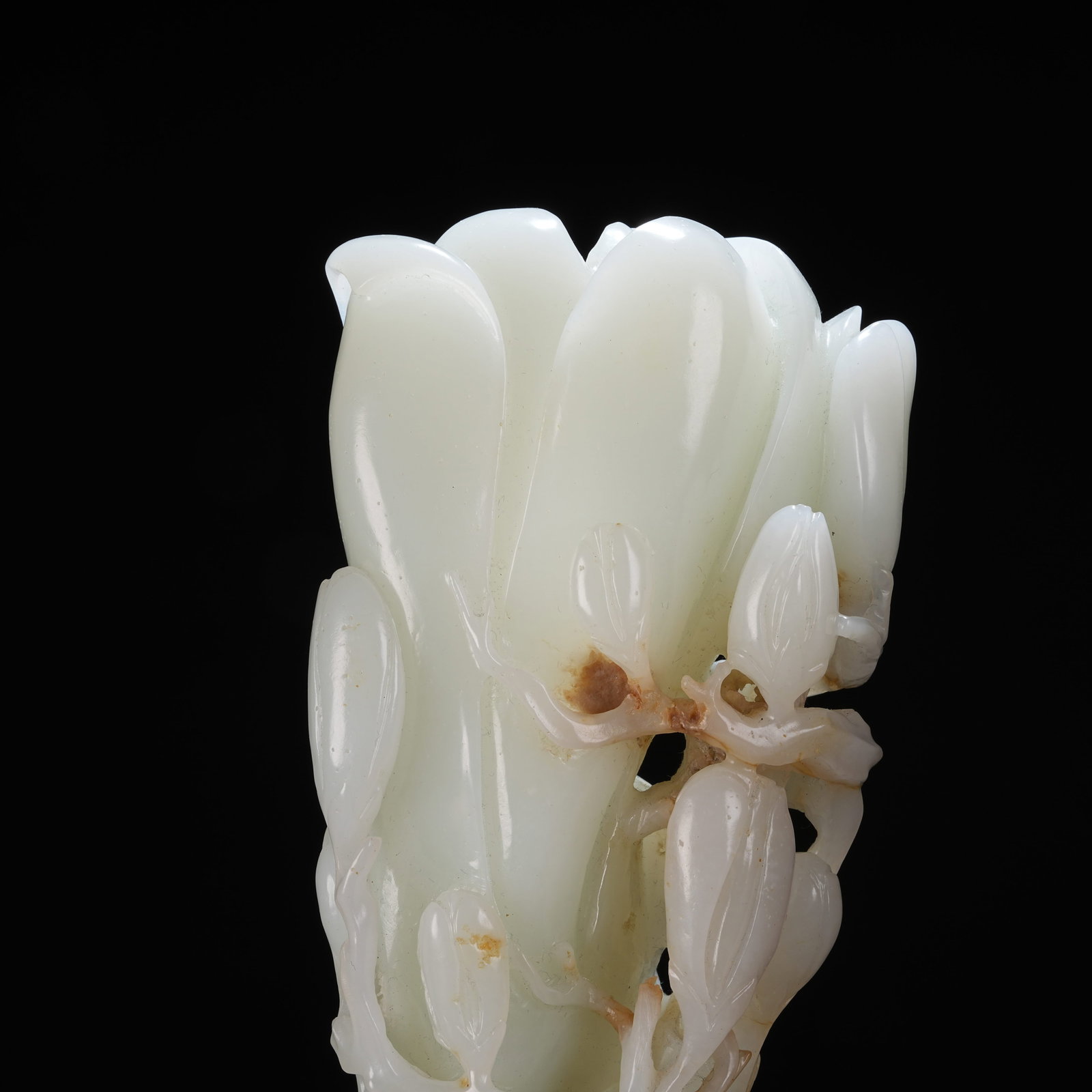 A HETIAN JADE FLOWER-FORM VASE INSERT - 2