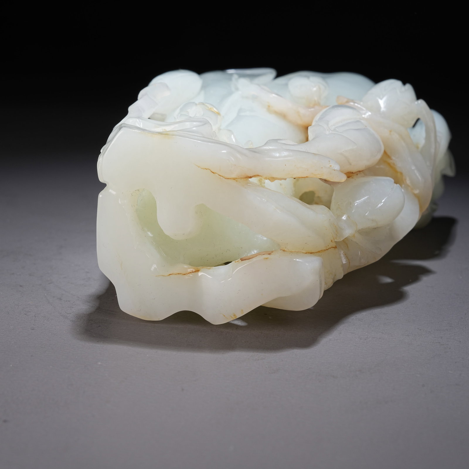 A HETIAN JADE FLOWER-FORM VASE INSERT - 9