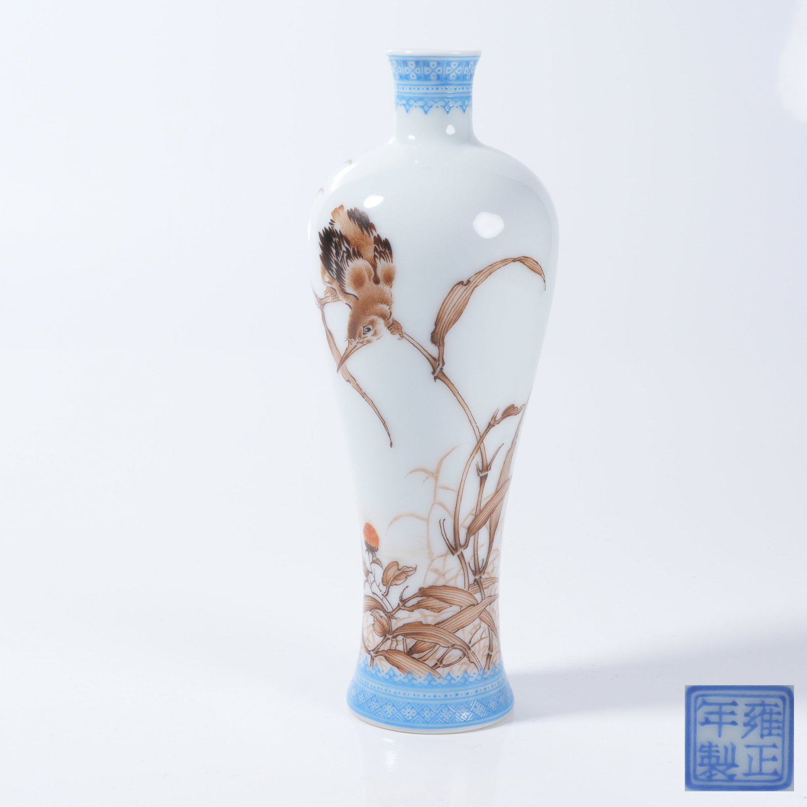 A IRON RED SMALL VASE WITH FLOWER AND BIRD PATTERN (1 of 10)