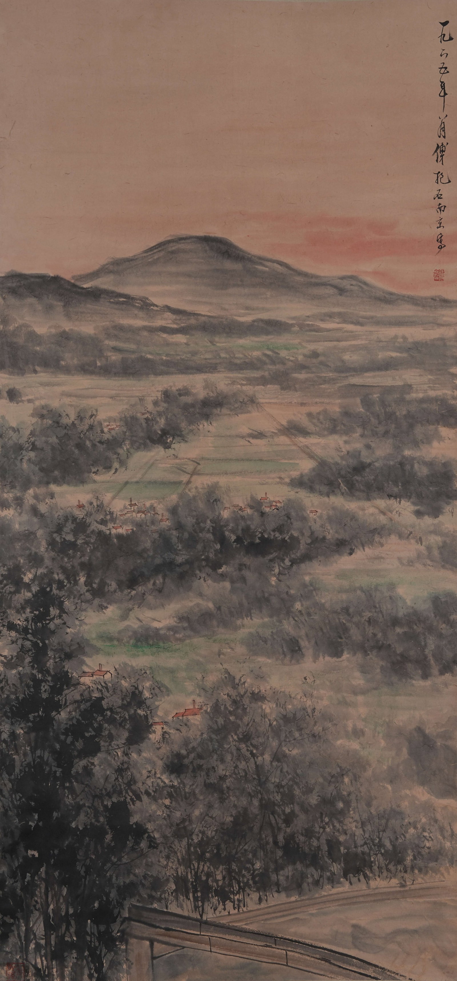A LANDSCAPE PAINTING ON PAPER BY FU BAOSHI.傅抱石: Landscape Painting on Paper by Fu Baoshi.傅抱石