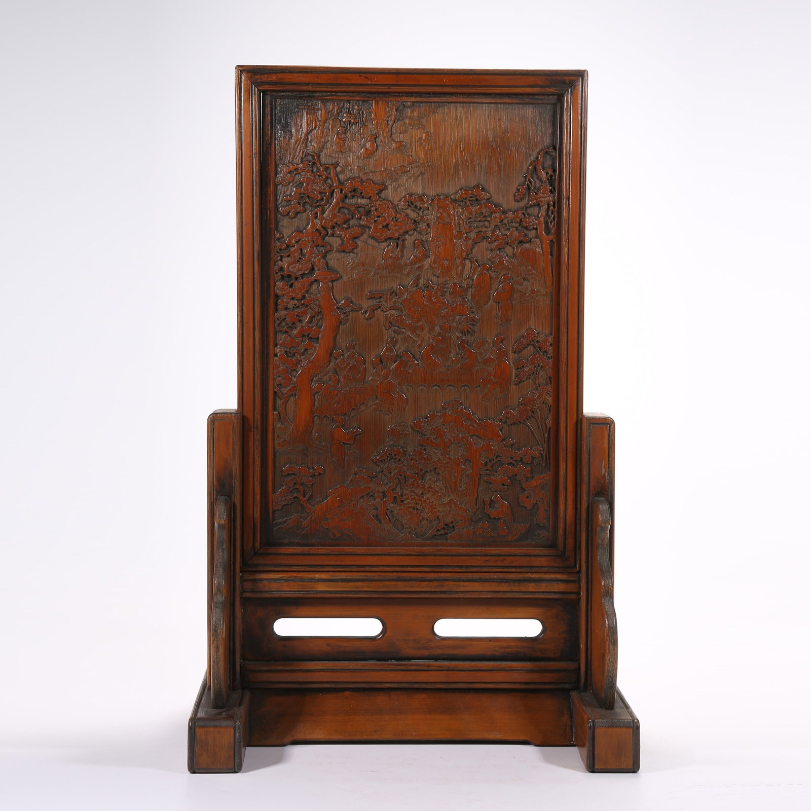 A BAMBOO CARVING SCREEN WITH SCHOLARS’ ELEGANT GATHERING SCENE (1 of 9)