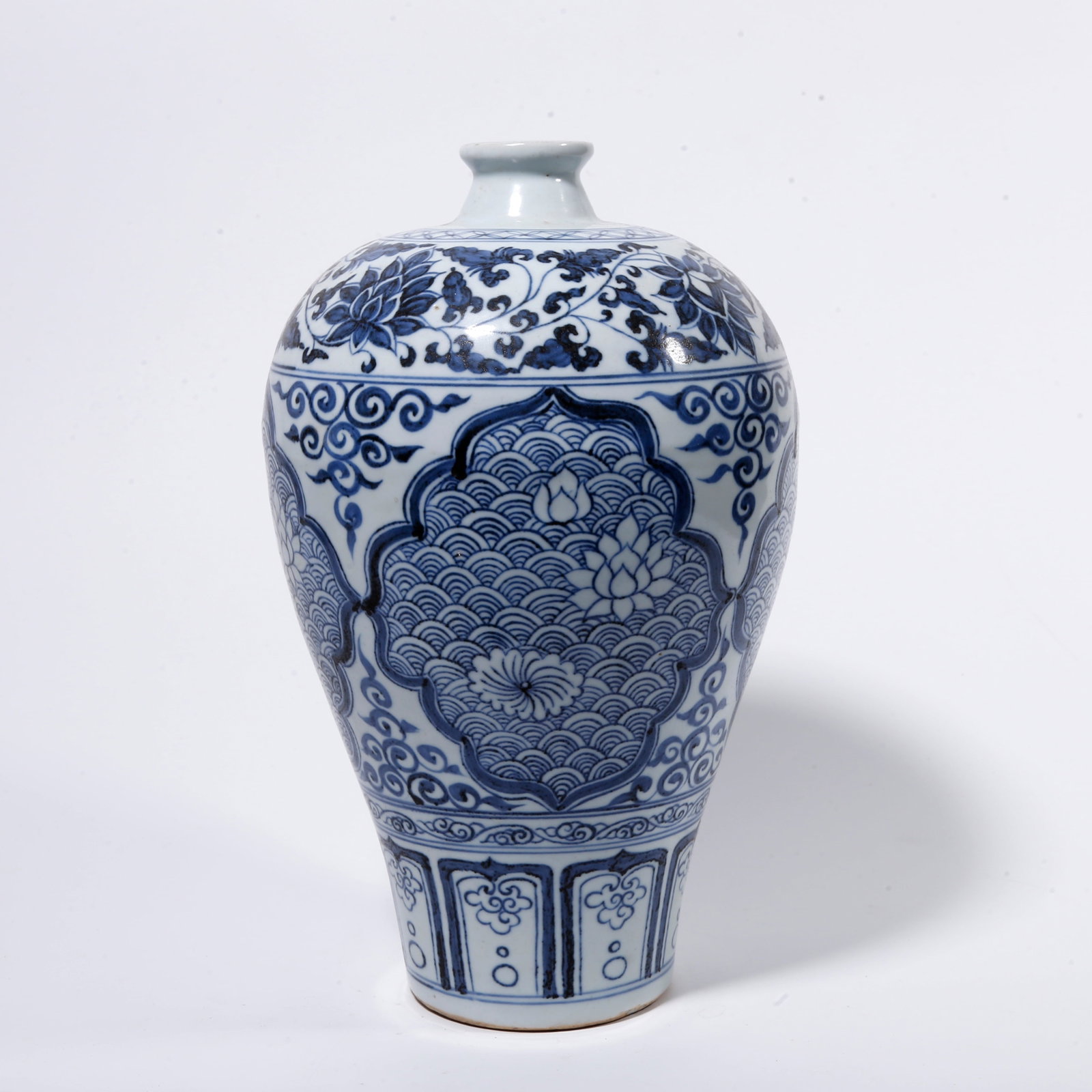 A BLUE AND WHITE PLUM VASE WITH LOTUS PATTERN (1 of 10)