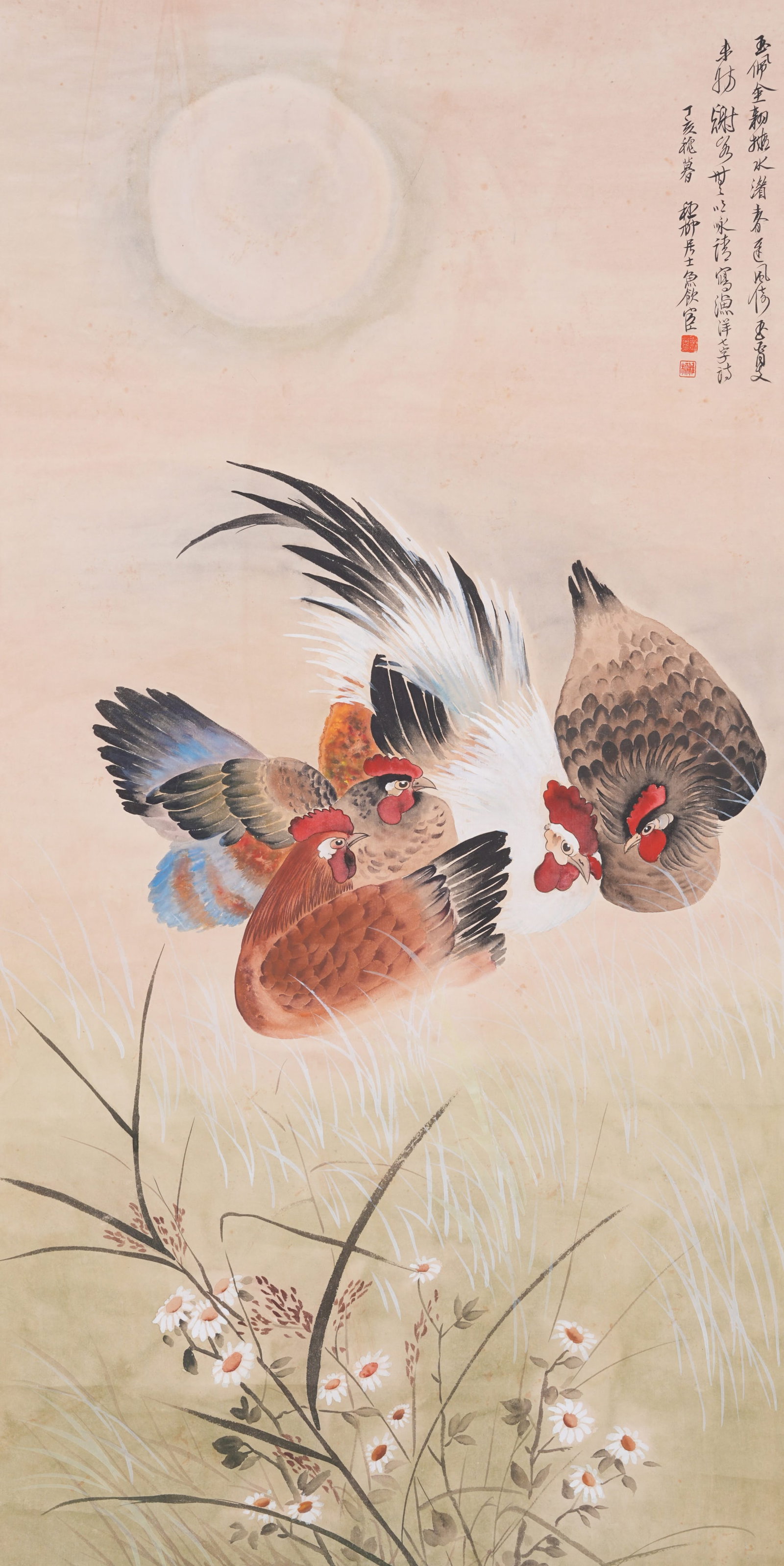 A GROUP OF CHICKENS PAINTING ON PAPER BY XIE ZHILIU.謝稚柳 (1 of 11)