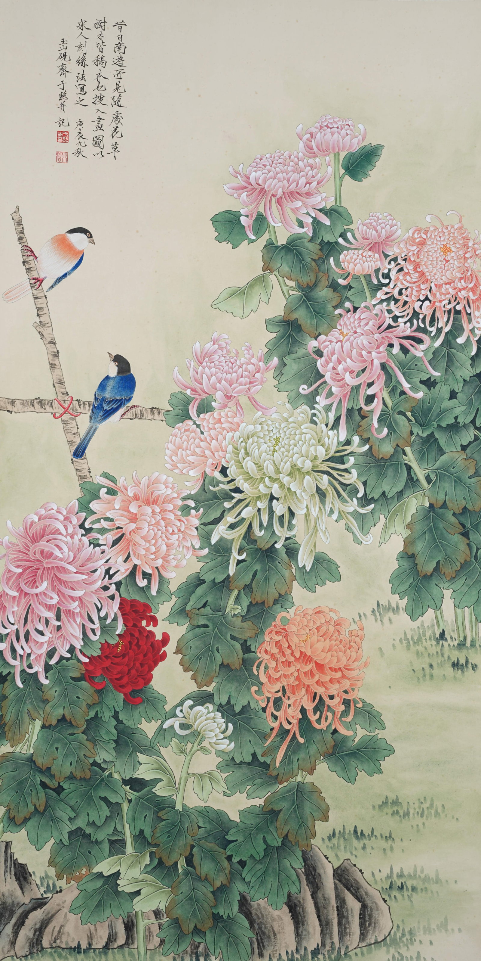 A FLOWER AND BIRD PAINTING ON PAPER BY YU FEI'AN.於非闇 (1 of 9)
