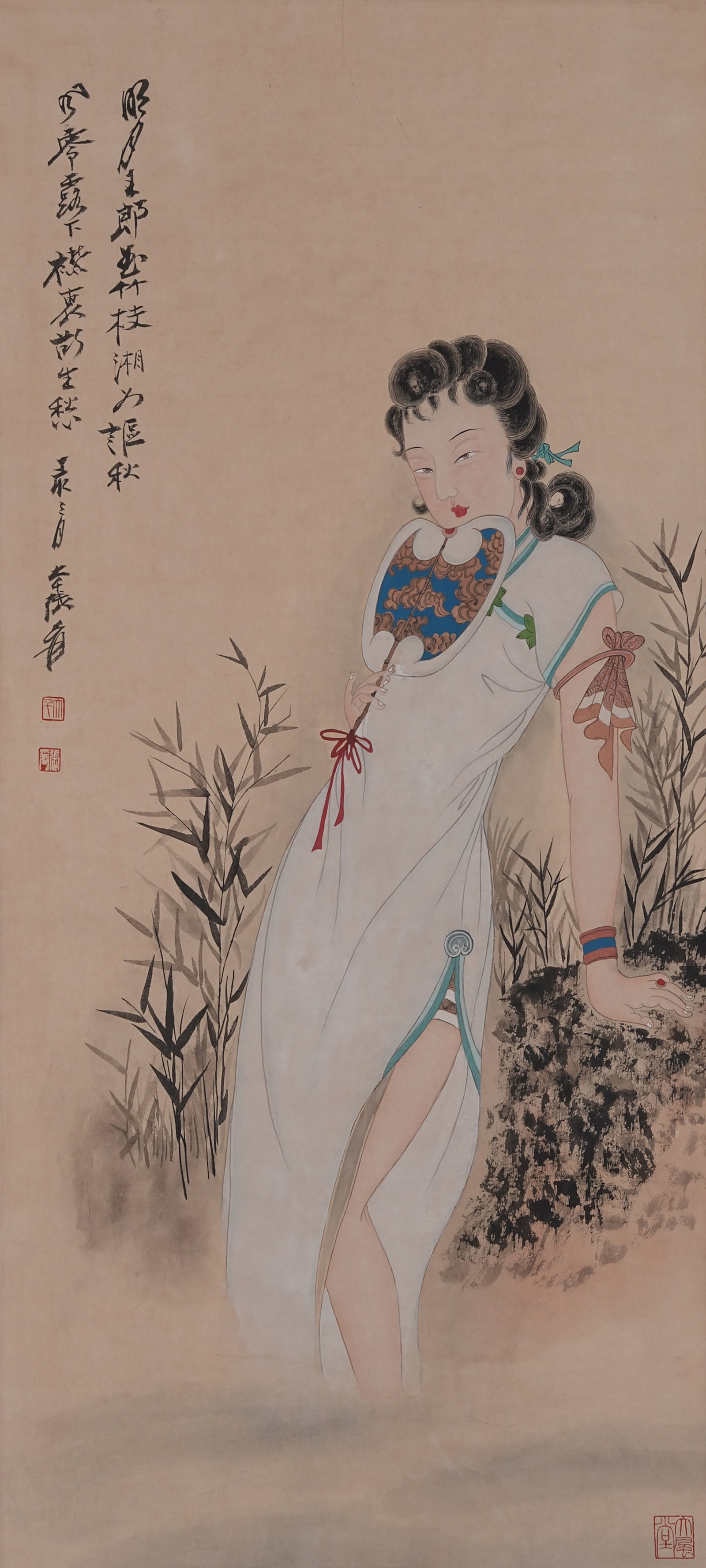 A LADY PAINTING ON PAPER BY ZHANG DAQIAN.張大千 (1 of 8)