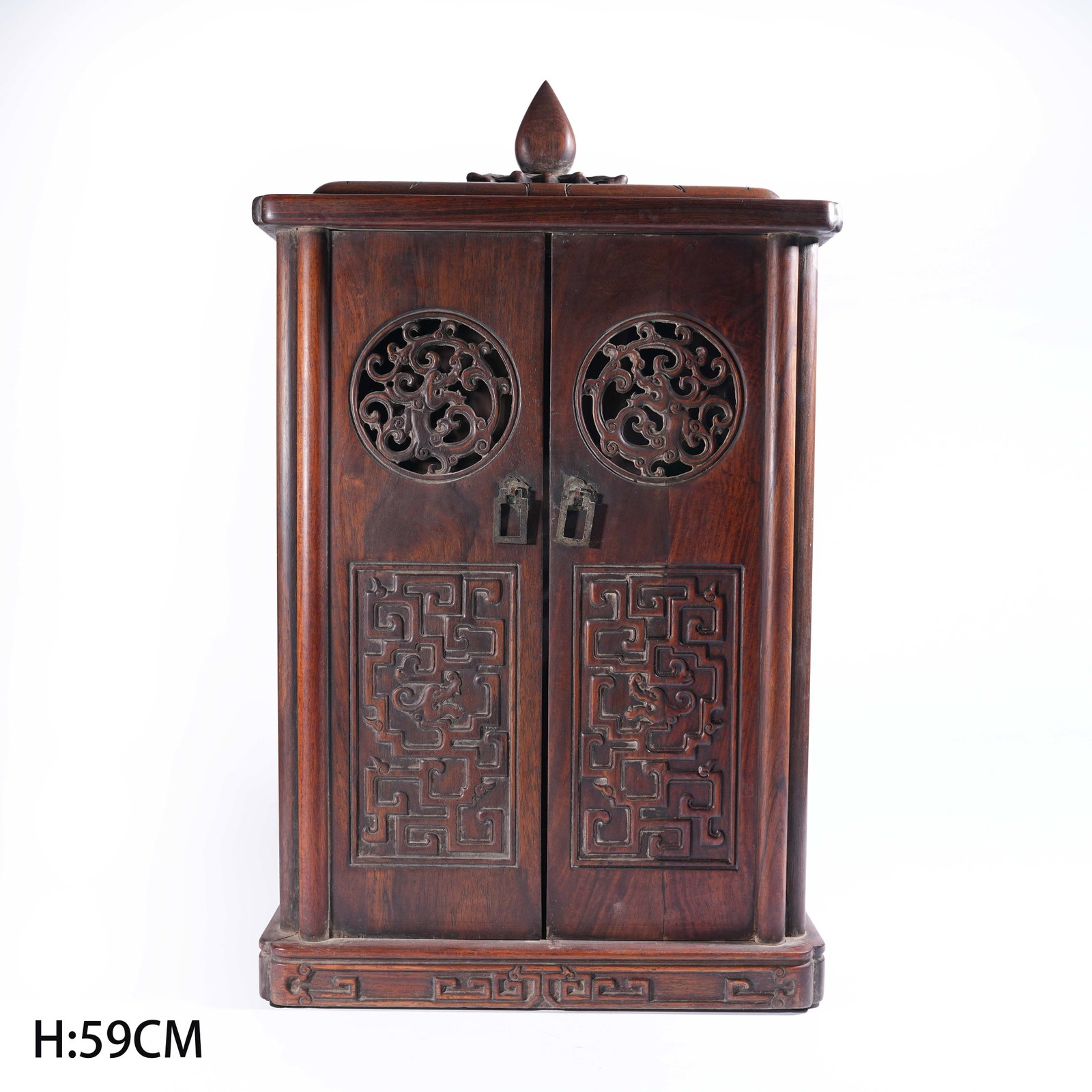 A CABINET WITH DRAGON MOTIF IN HUANGHUALI WOOD (1 of 10)