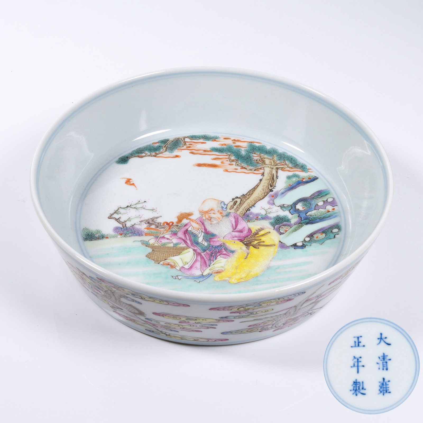 A WATER COUPE WITH LONGEVITY OFFERING PATTERN IN FAMILLE ROSE (1 of 8)