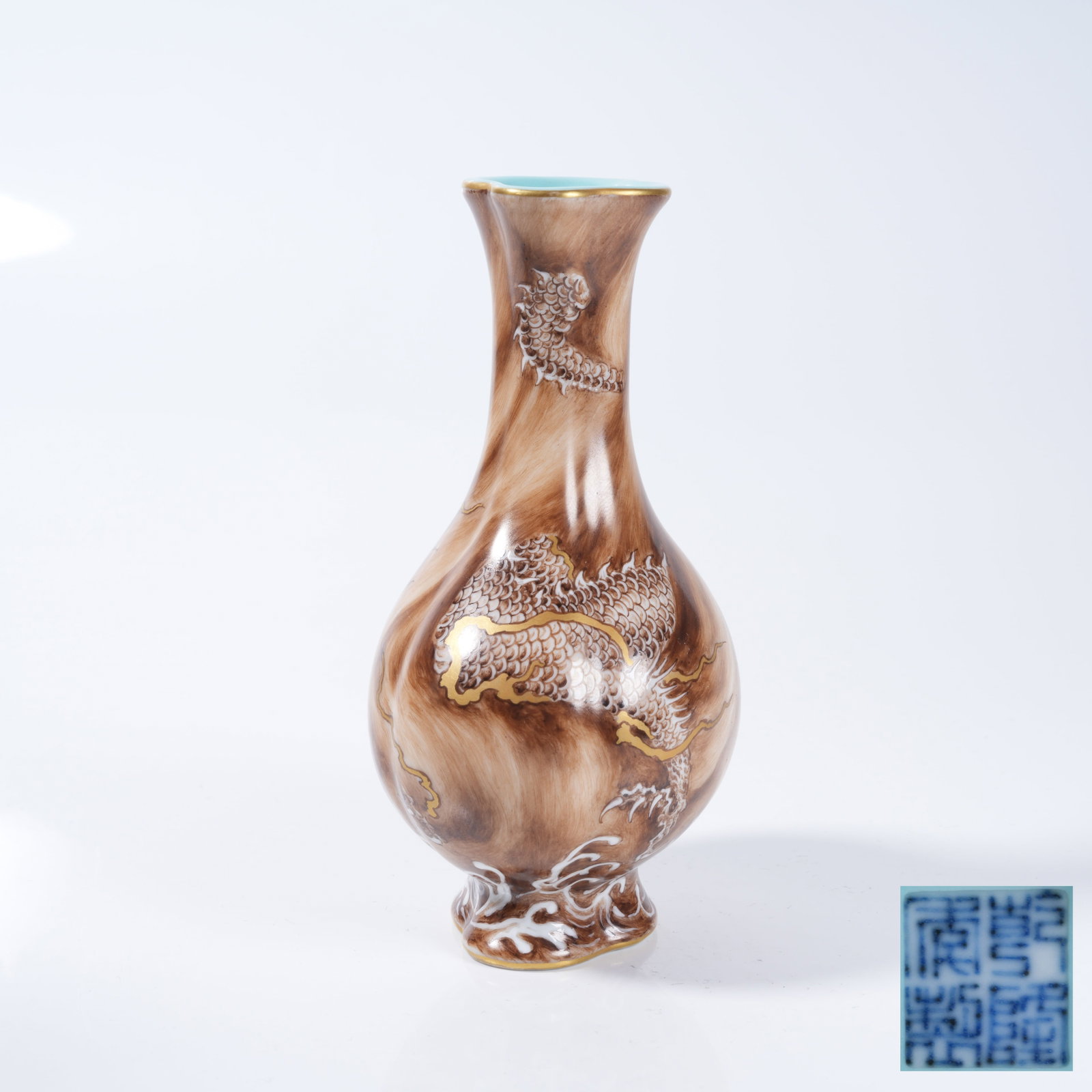 A INK GLAZE FLOWER-MOUTH ZUN WITH SEA WATER AND DRAGON PATTERN (1 of 9)