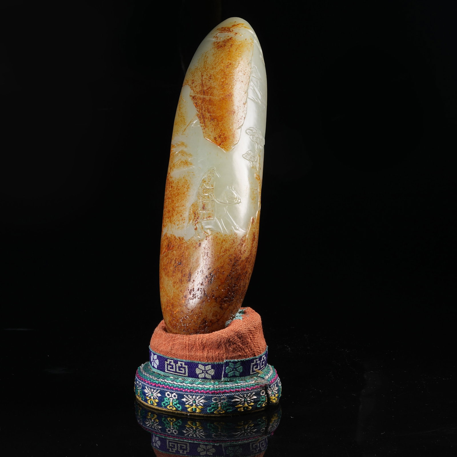 A HETIAN JADE BOULDER CARVING OF "VISITING A FRIEND" LANDSCAPE ORNAMENT (1 of 10)