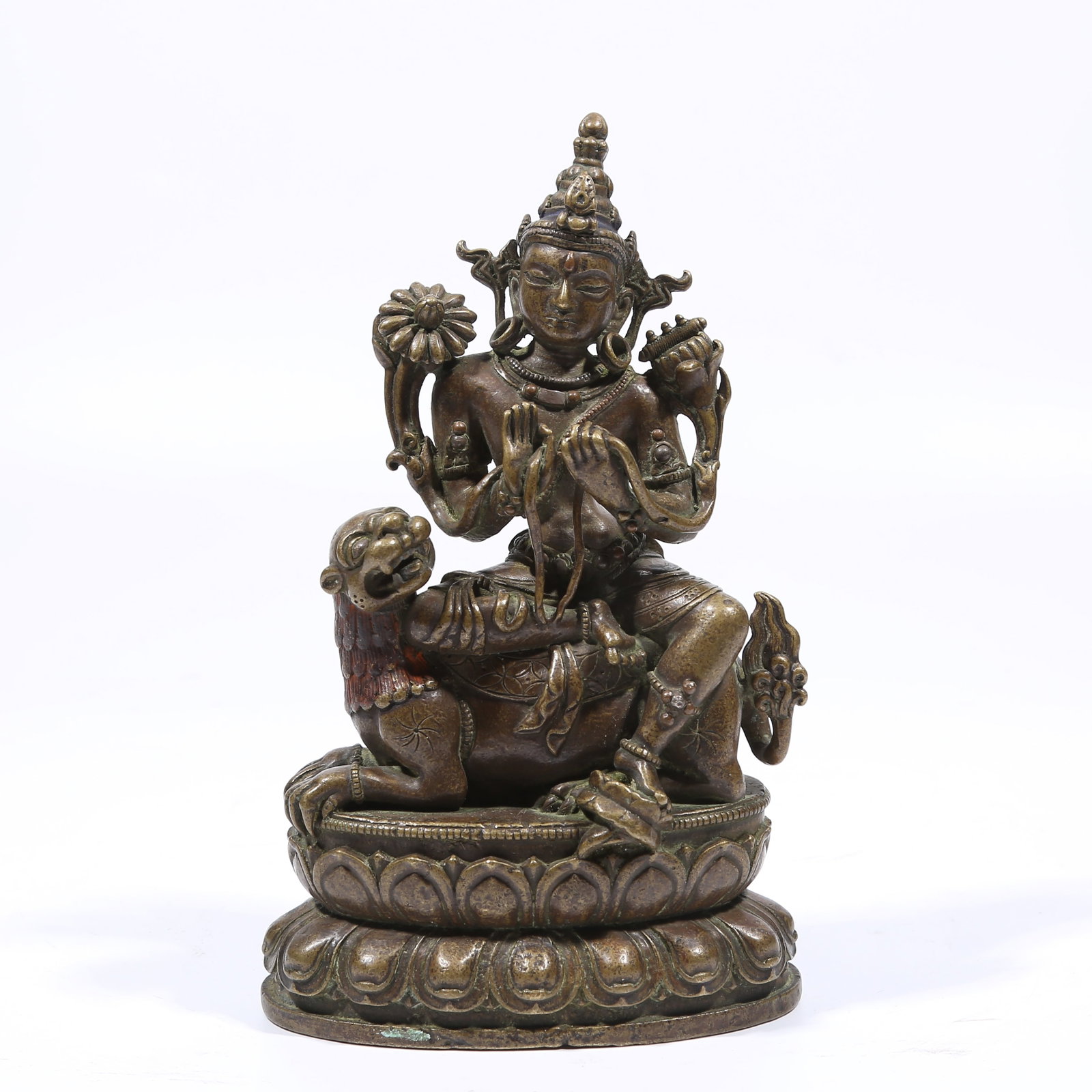 A ALLOY BRONZE MANJUSHRI BODHISATTVA STATUE: Alloy Bronze Manjushri Bodhisattva Statue