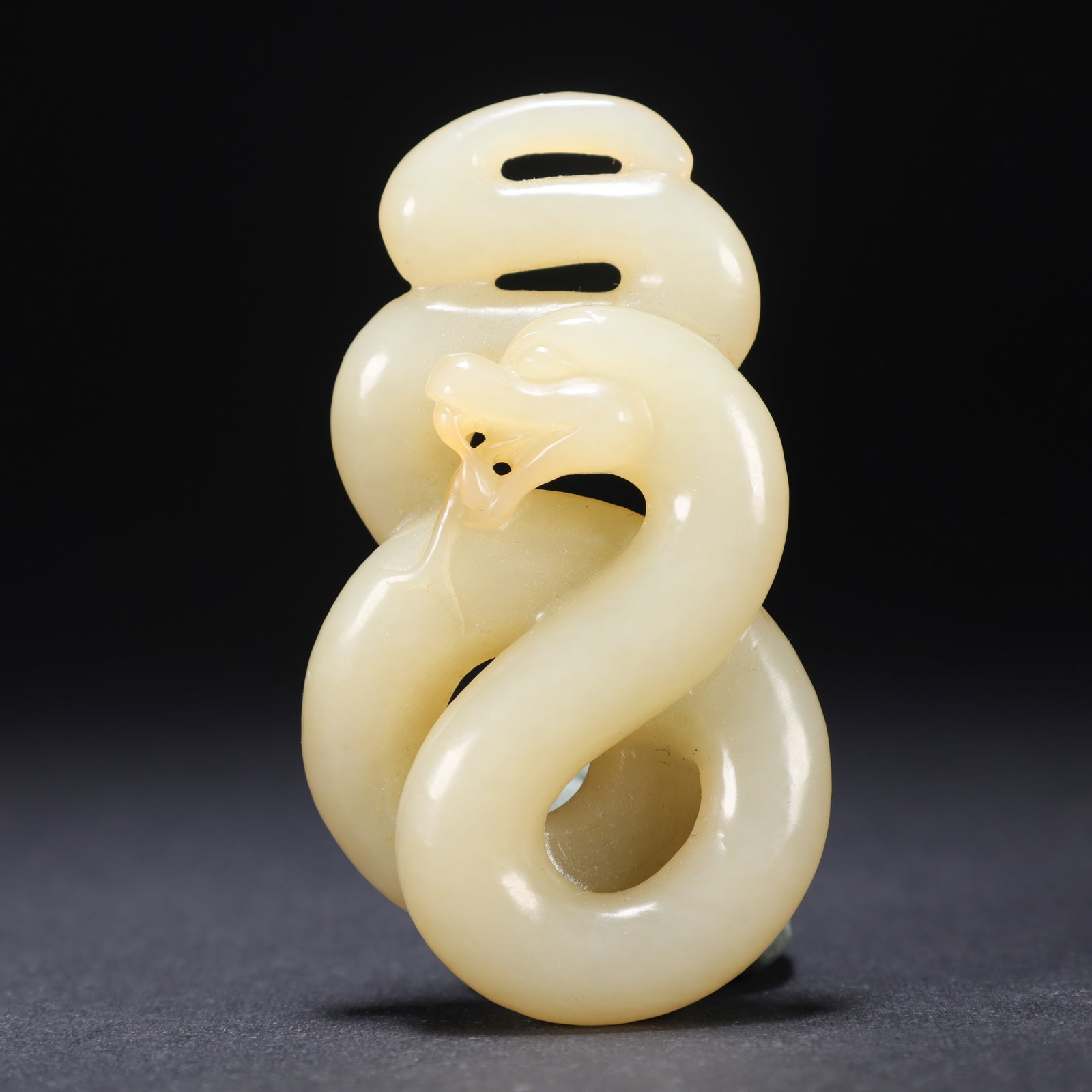 A HETIAN JADE SNAKE HANDLE: Hetian Jade Snake Handle