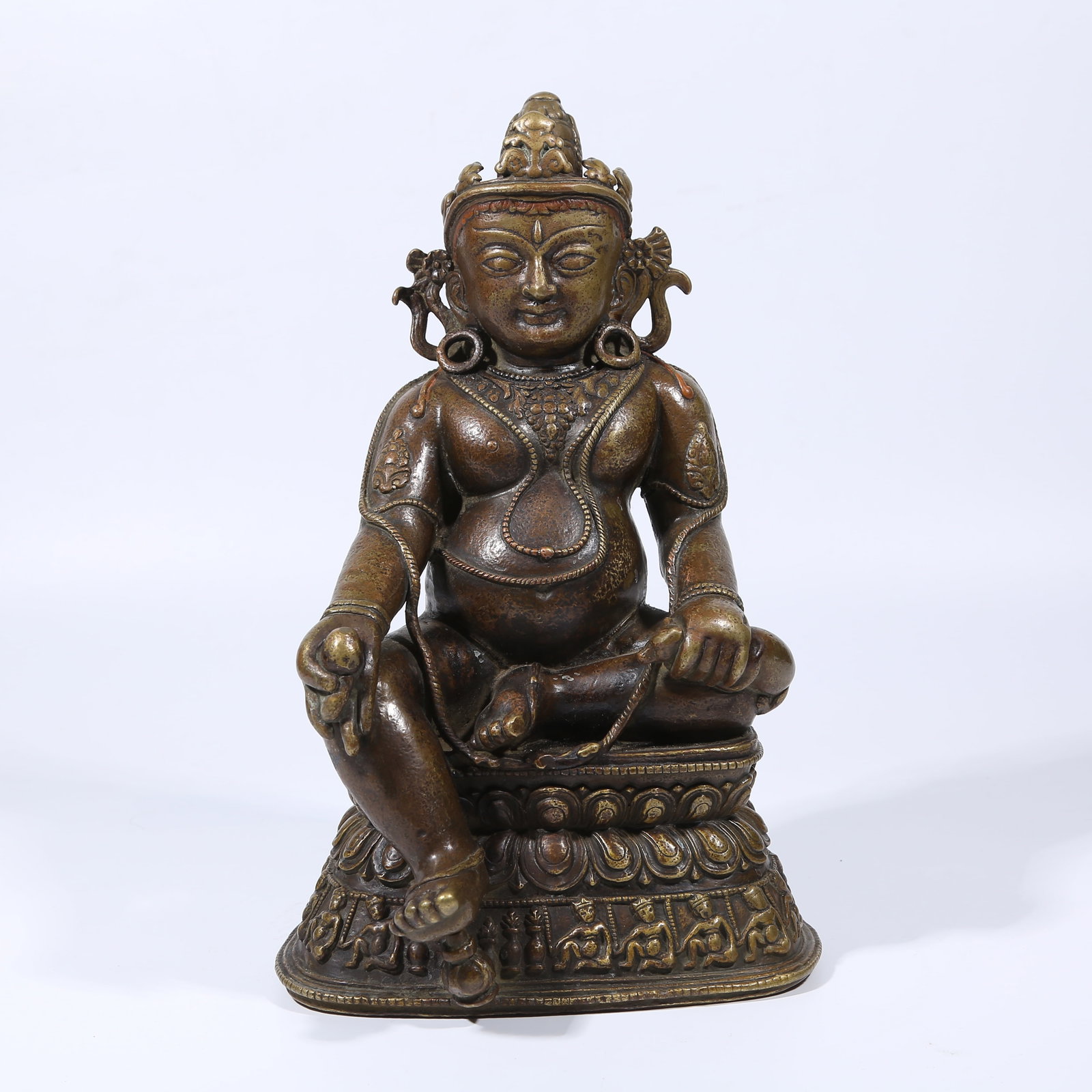 A ALLOY BRONZE YELLOW JAMBHALA STATUE (1 of 8)