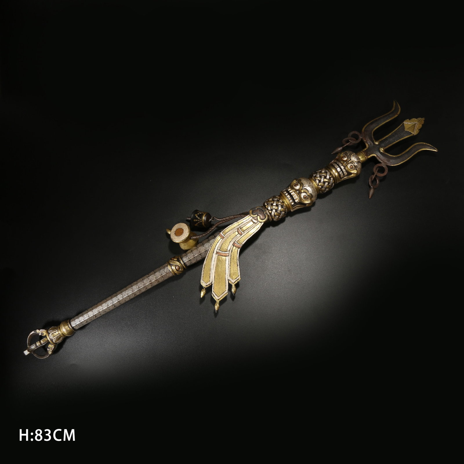A IRON STAFF WITH GOLD AND SILVER INLAY (1 of 9)