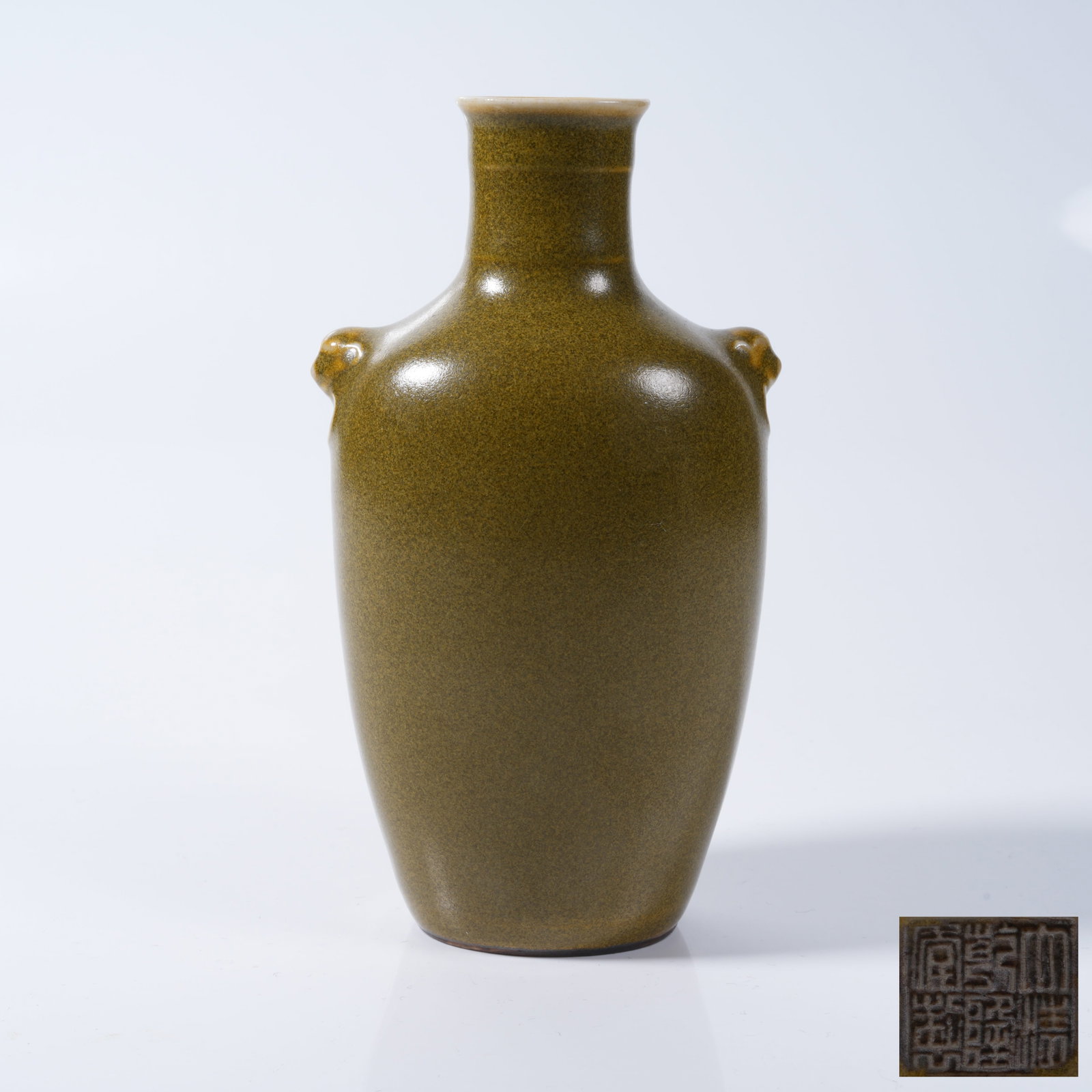 A TEA-DUST GLAZE VASE WITH BEAST MASK HANDLES (1 of 10)