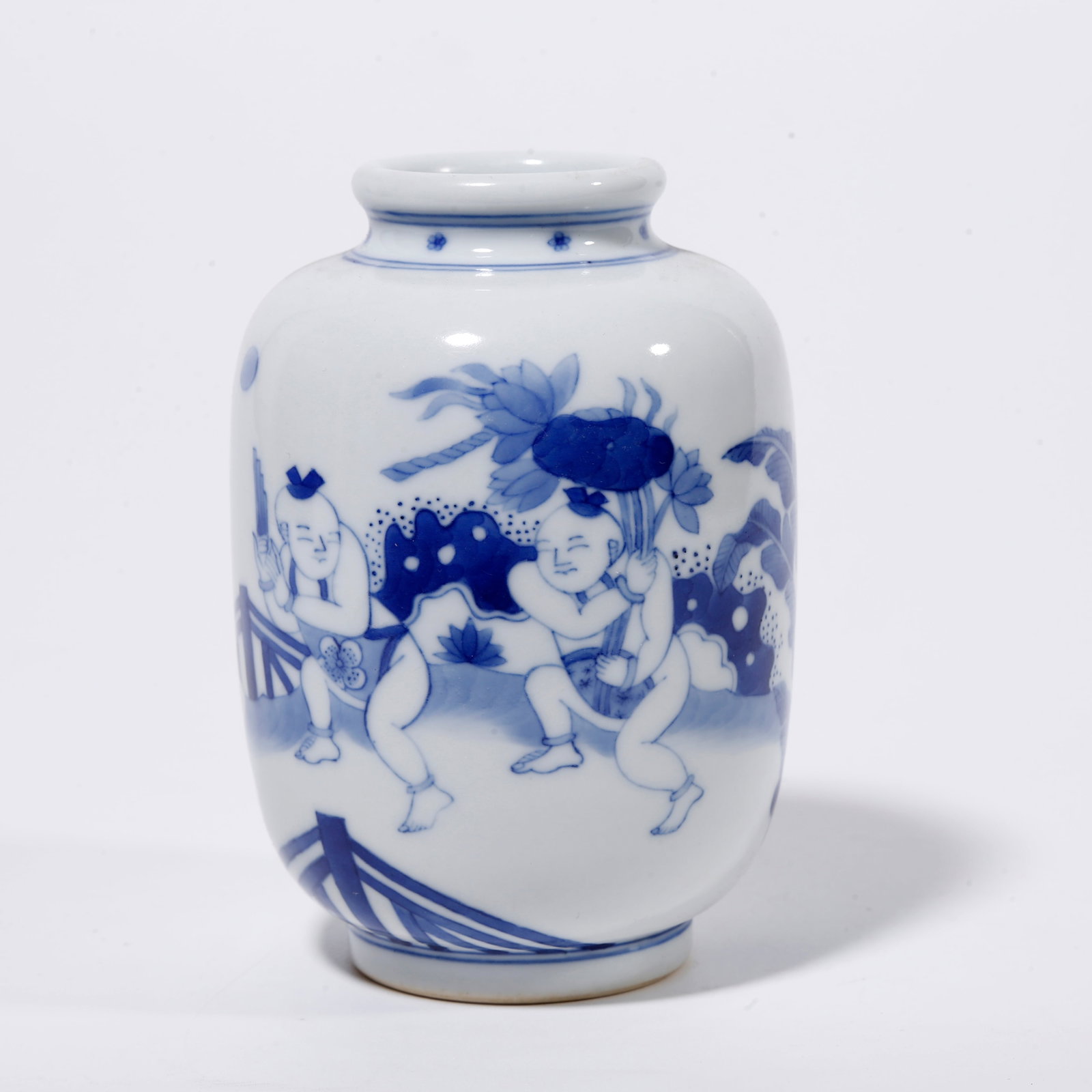 A BLUE AND WHITE JAR WITH CHILDREN AT PLAY PATTERN (1 of 9)