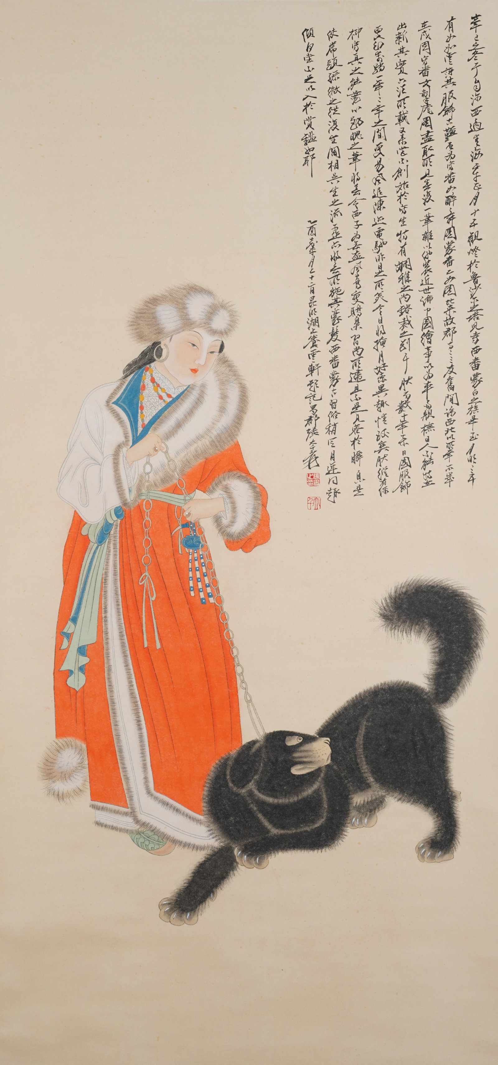 A TIBETAN LADY PAINTING ON PAPER BY ZHANG DAQIAN.張大千 (1 of 8)