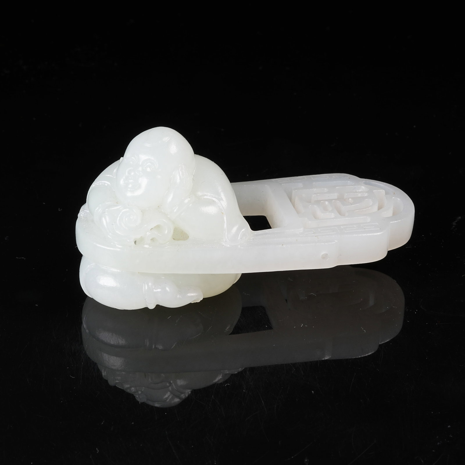 A HETIAN JADE BOY FIGURE ORNAMENT (1 of 8)