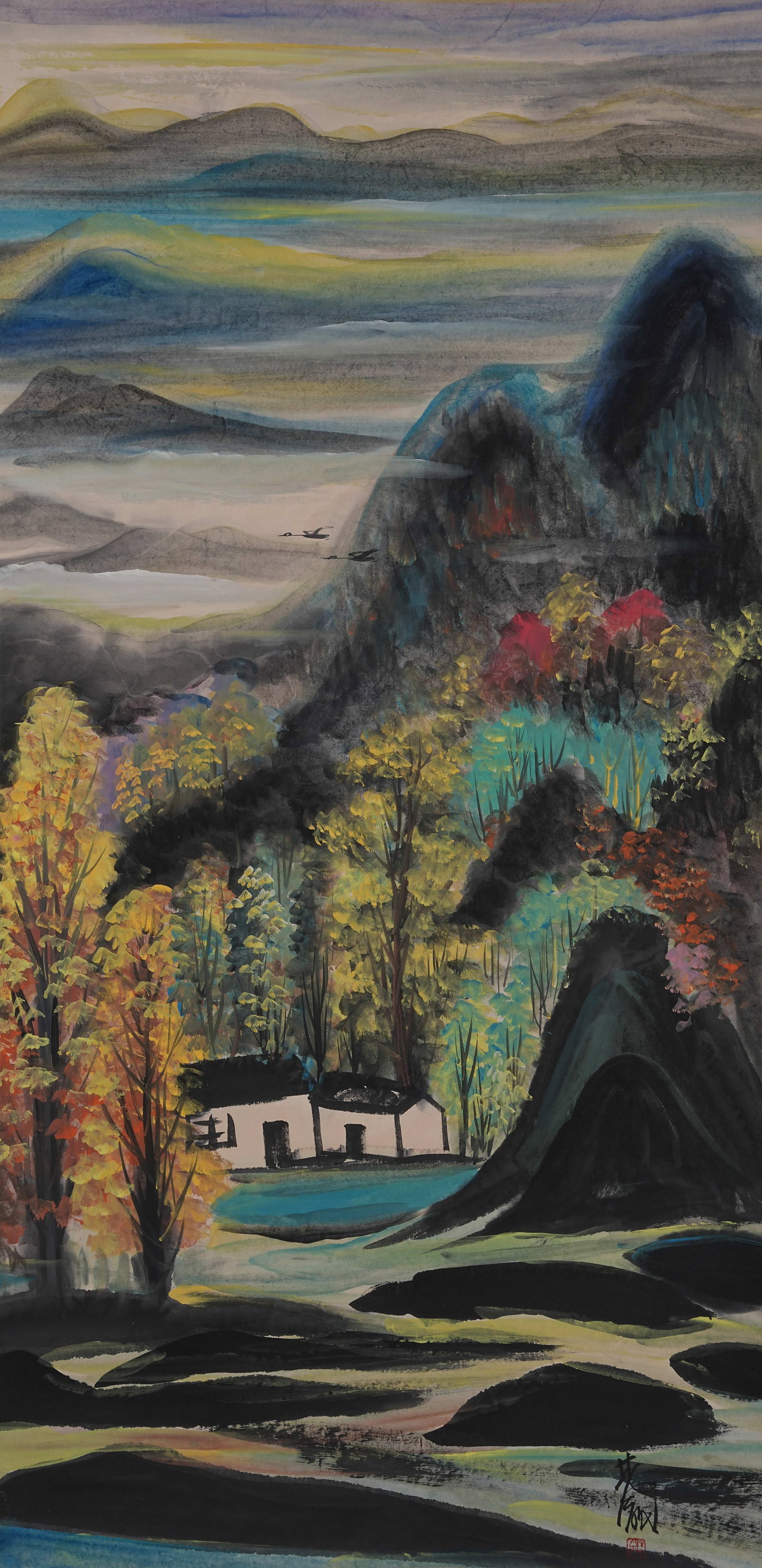 A SCENERY PAINTING ON PAPER BY LIN FENGMIAN.林風眠 (1 of 10)