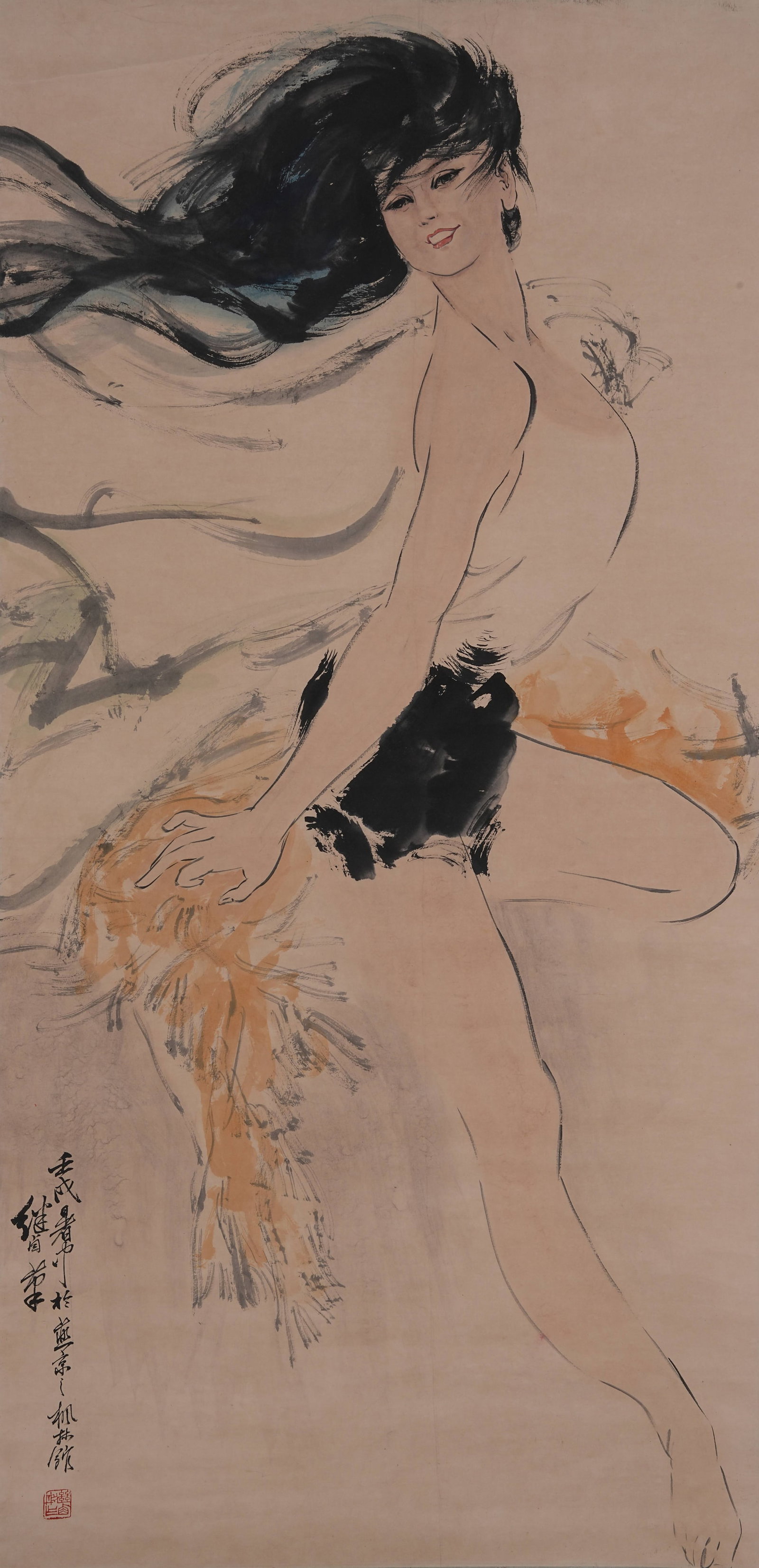 A FIGURE PAINTING ON PAPER BY LIU JIYOU.劉繼卣: Figure Painting on Paper by Liu Jiyou.劉繼卣