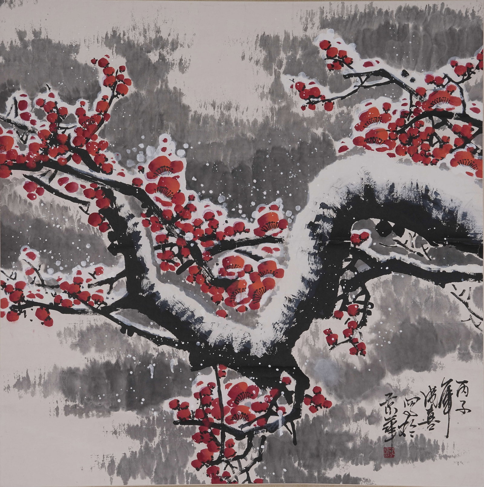 A PLUM BLOSSOM PAINTING ON PAPER BY WANG CHENGXI.王成喜 (1 of 8)