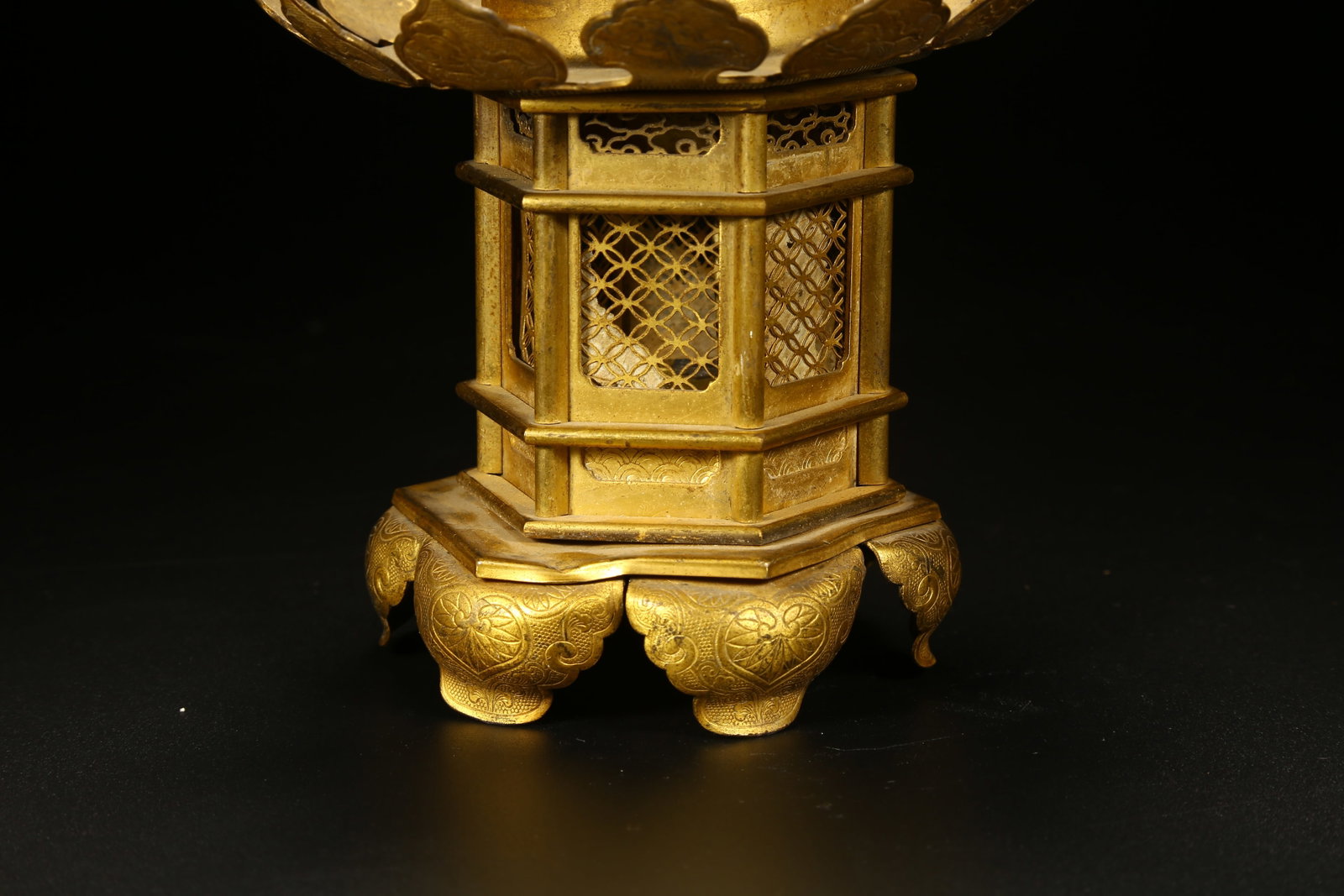 A GILT BRONZE STUPA - 3